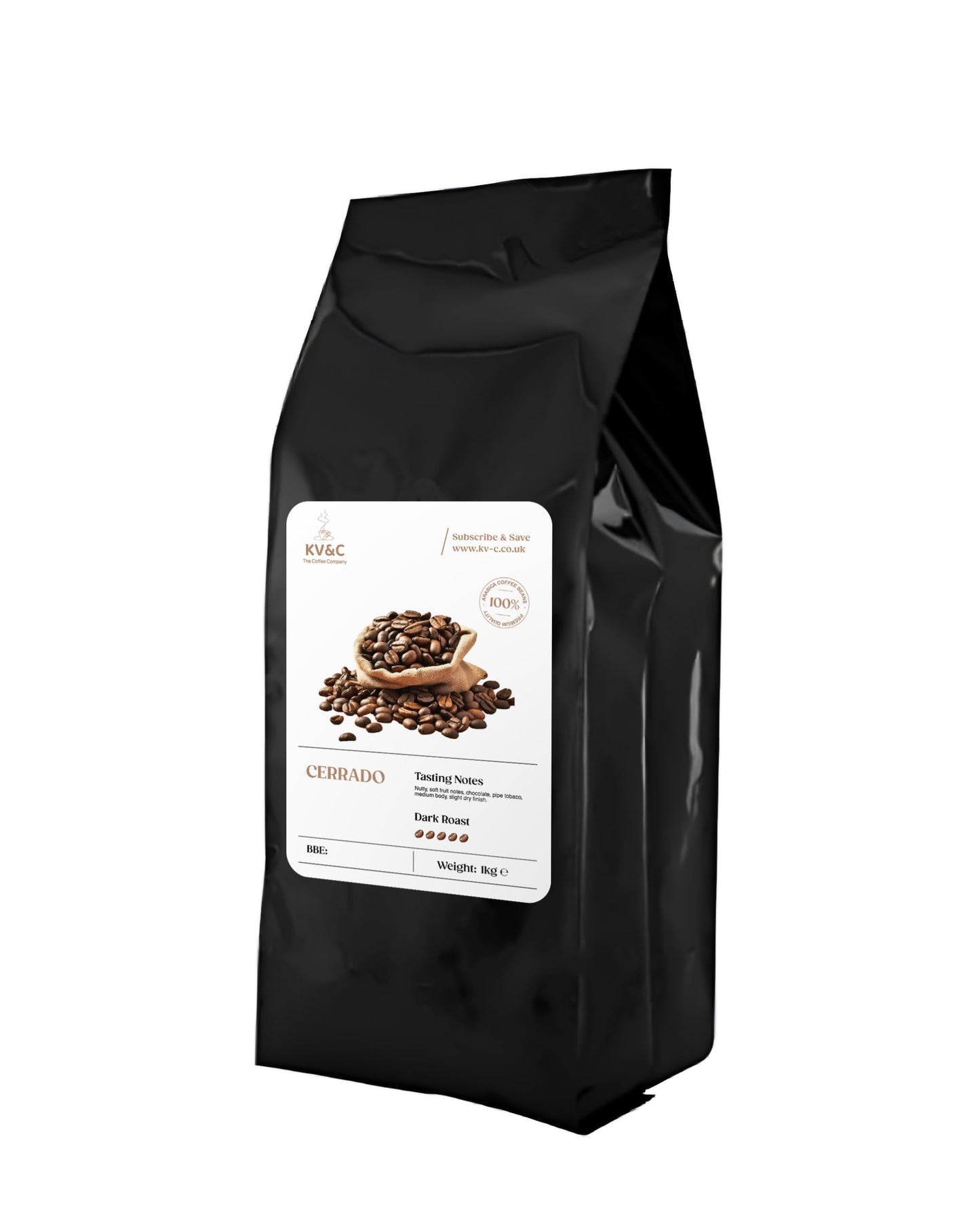 KV&C - Coffee Beans | 100% Arabica | Strong - Dark Roast Blend | Whole Beans | 1KG Bag (1)