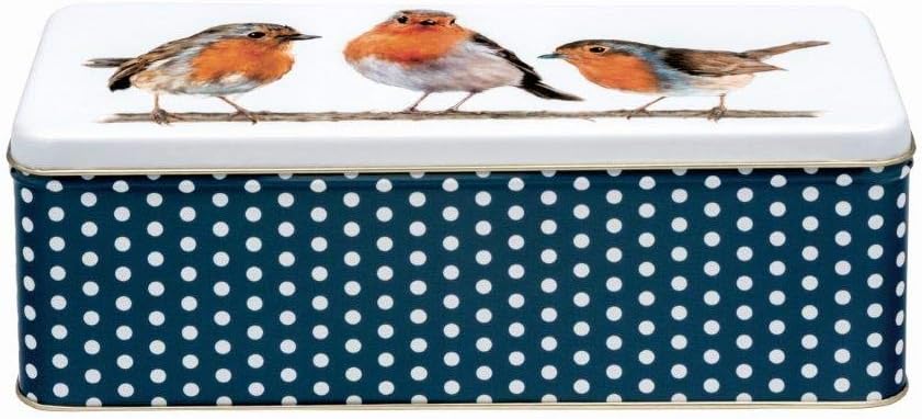 Christmas Robins Rectangular Tin 24cm Cracker Tin Style