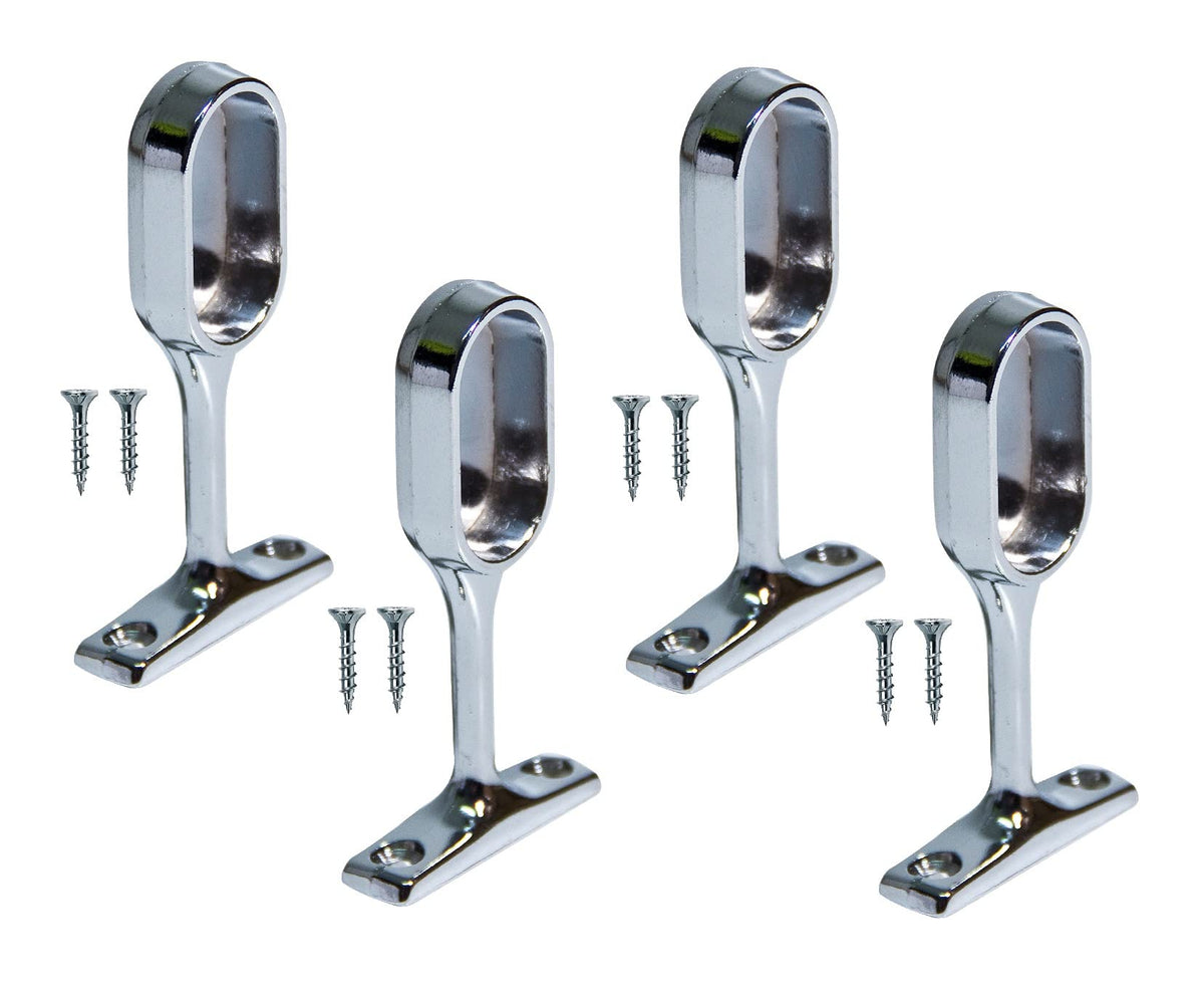 TERF? Polished Chrome Curtain Pole Oval End Bracket 30mm Curtain Rail Ceiling and Wall Mount Rod Holder Wardrobe Shower Curtain Closet Lever Rail Oval