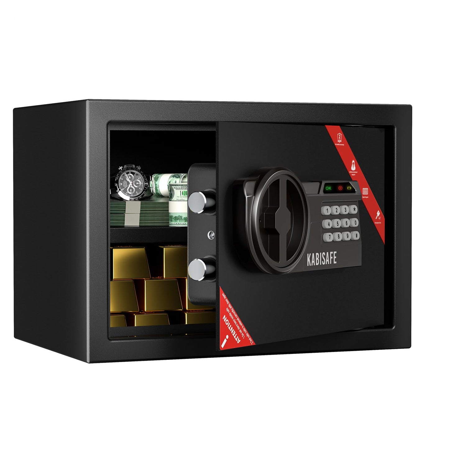 KABISAFE Safe Box Fireproof, Home Safe Lock Box with Sensor Light and Double Digital Keypad Safe Box, Personal Safe for Home Business Office Document