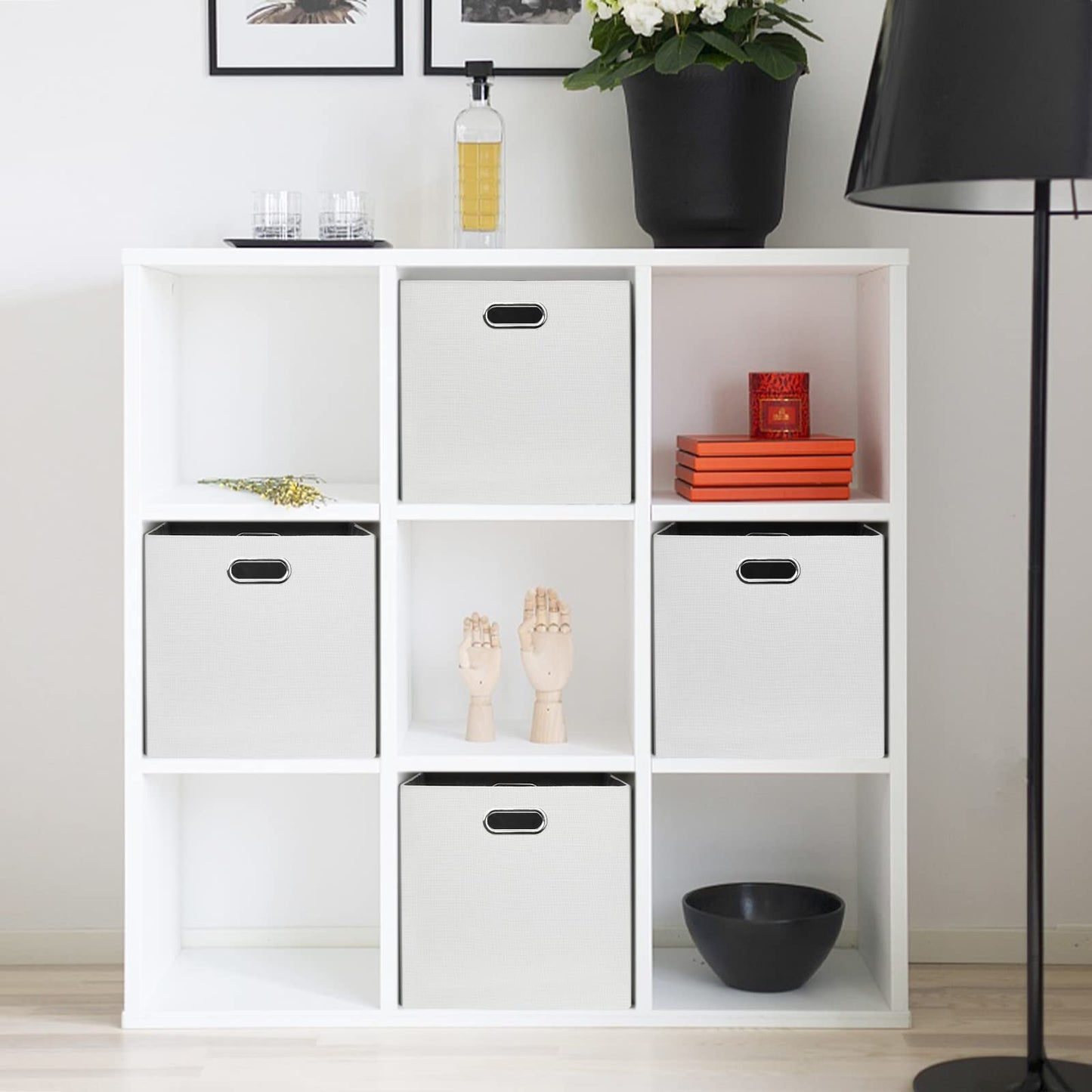 Posprica 11x11 Storage Cubes, Collapsible Storage Bins with Dual Handles, Fabric Foldable Storage Boxes Basket for Closet Shelf Cabinet Bookcase