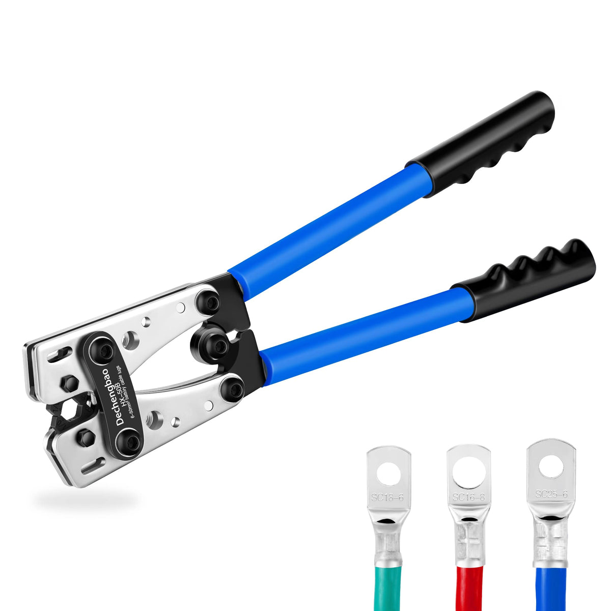 HX-50B Battery Cable Lug Crimping Tools Hand Electrician Pliers for Crimping Wire Cable from 6-50mm?(AWG 8-1/0) with Thickened and Reinforced The