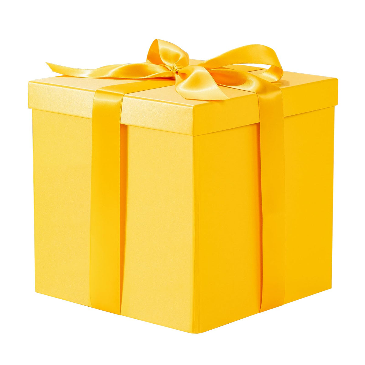 RUSPEPA Medium Birthday Gift Box with Lids, Ribbon and Tissue Paper, Collapsible Gift Box - 1 Pcs, 23x23x23 cm, Yellow