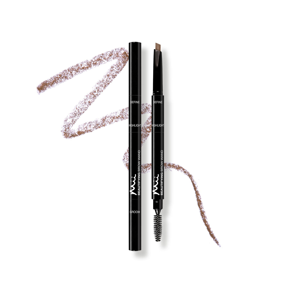Mii Cosmetics Beautifying Brow Wand, Eyebrow Pencil, 3 in 1 Eyebrow Pen with Brush & Highlighter for Filling, Shaping, & Defining, Soft Brown, Truly