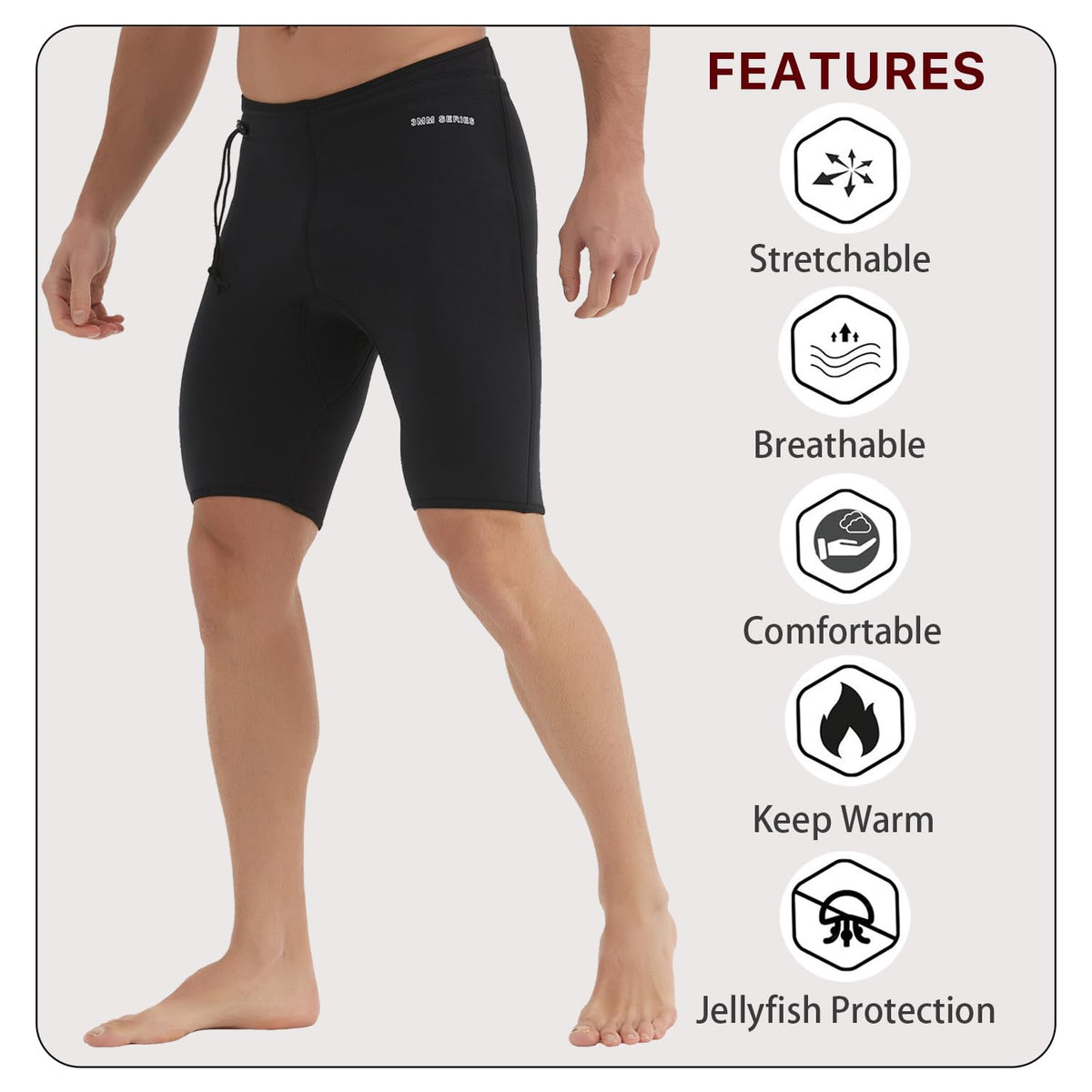 Lemorecn Wetsuits Pants Shorts 3mm Neoprene Canoeing Swimming Pants(UK1035-XL)