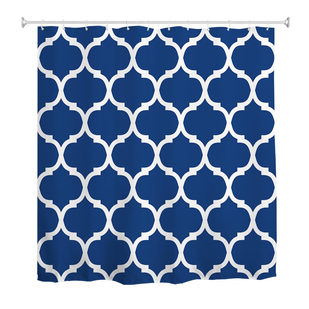 goodbath Blue Shower Curtain, Moroccan Pattern Waterproof Polyester Fabric Bath Curtain for Bathroom Bathtub Hotel, 180X180cm