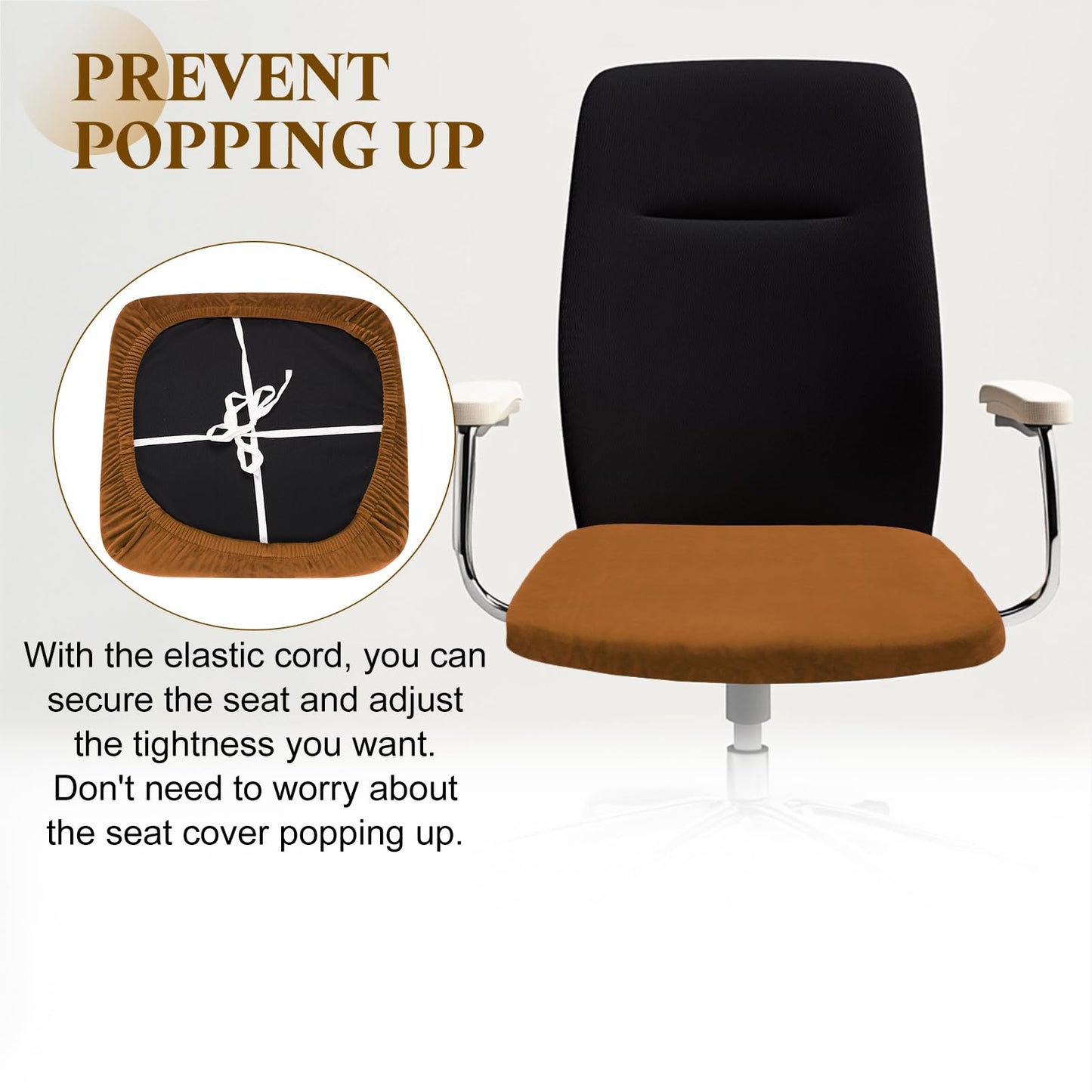 sourcing map Office Chair Cover, Stretchable Soft Rotating Chair Slipcover Washable Desk Computer Seat Cover Protector for Office Home, L(45-48cm)