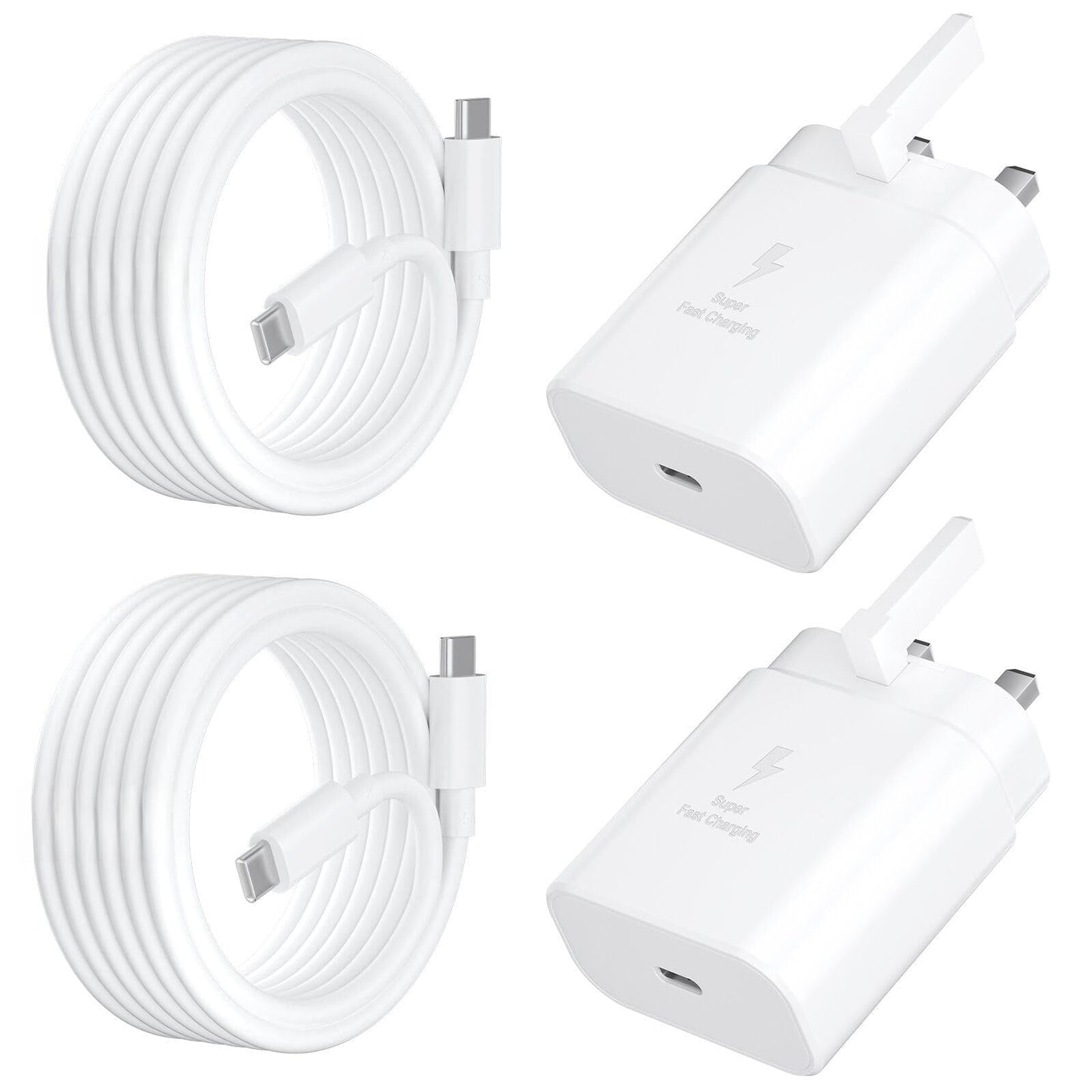 USB C Charger for iPhone 17 16 15 Charger 45W Fast Charger USB C Plug and Cables 3M, 2Pack Type C UK Wall Phone Power Adapter USBC Lead for iPhone 17