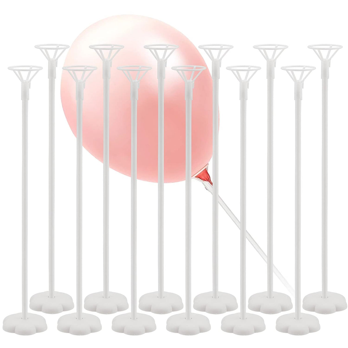 DELSEN 12 Set Balloon Stand Kit - Reusable Sticks and Cups, Column Stand Kit With Base for Birthday, Wedding, Anniversary, Graduation Party