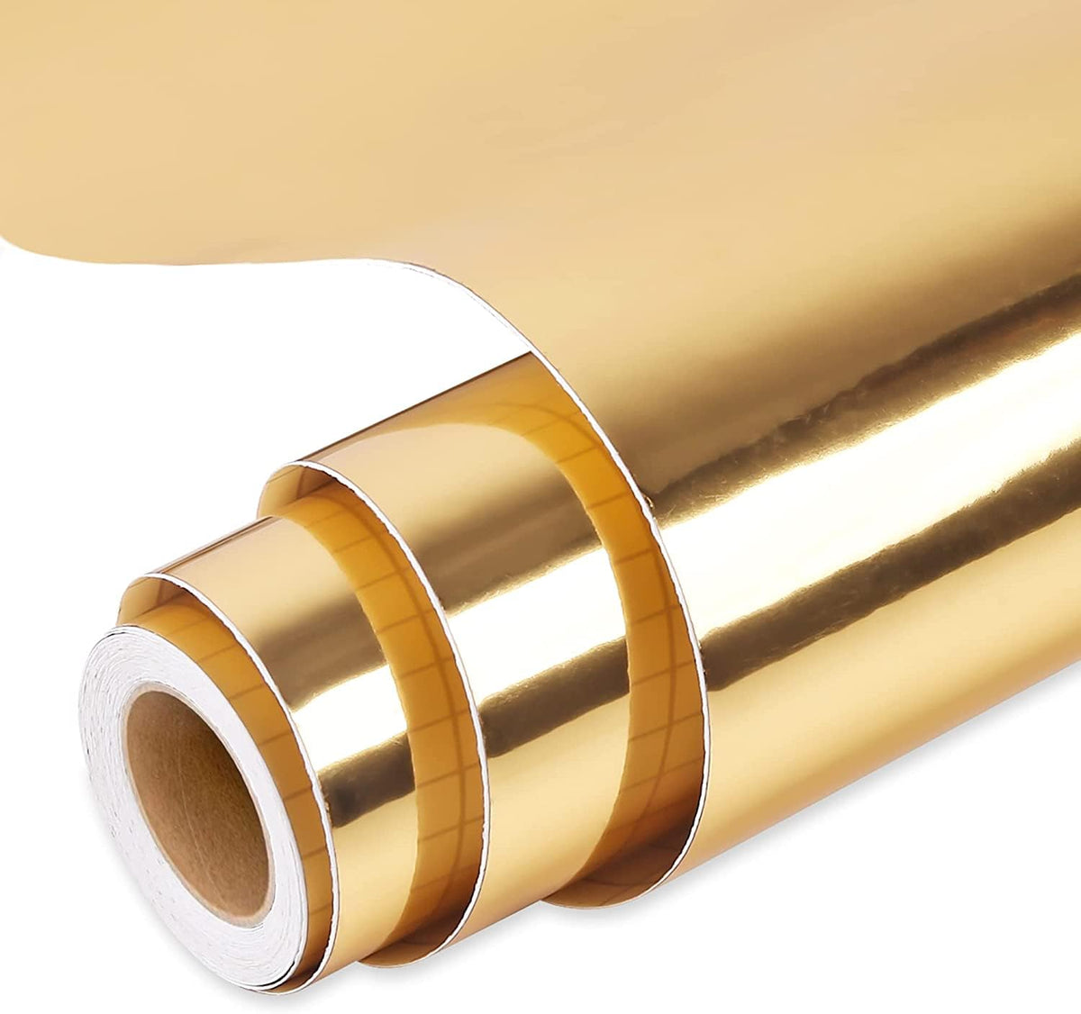 Prime Vinyl Chrome Gold Permanent Vinyl Roll, Gold Vinyl 12?? x 15 FT, Metallic Self Adhesive Vinyl, for All Cutting Machines, Home Decal, Easy to