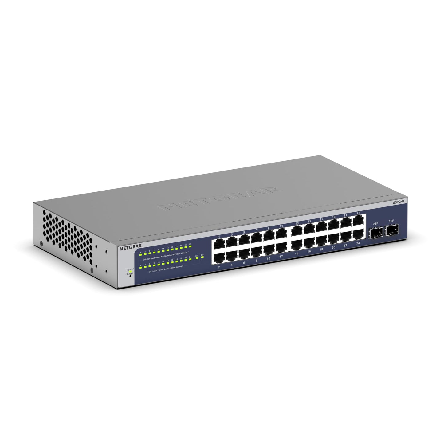 NETGEAR 24-Port Gigabit Ethernet Smart Switch (GS724T) - Managed, Optional 1 Year Insight Cloud Management, with 2 x 1G SFP, Desktop or Rackmount, and