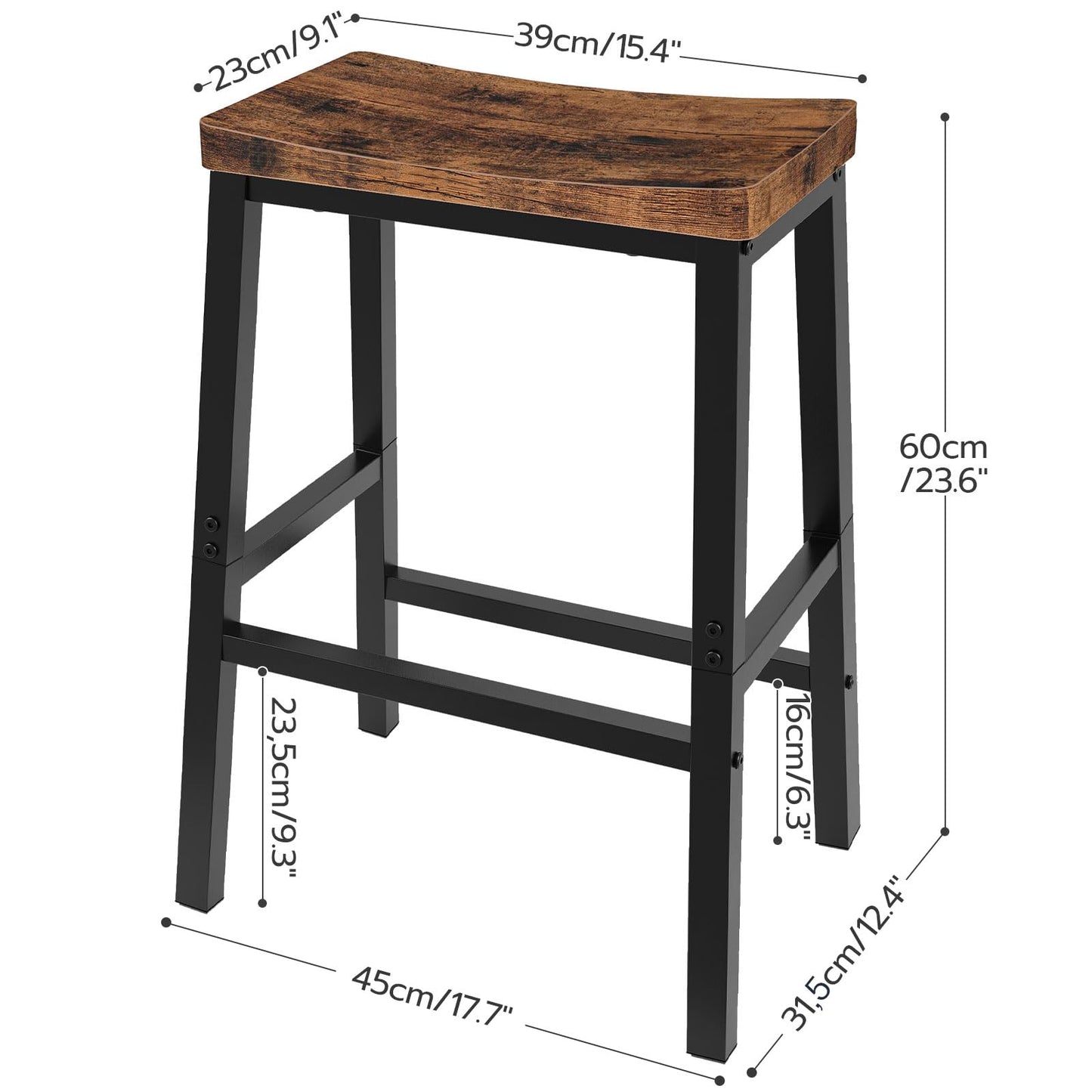 HOOBRO Bar Stools Set of 2, Tall Kitchen Breakfast Stools with Footrests, Bar Chairs with Saddle Seat for Kitchen, Counter, Easy Assembly