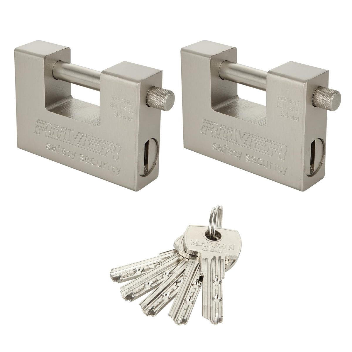 VIDETOL 2 Pcs Container Padlock with Keys, 90mm Heavy Duty Security Padlock, 12mm Thick Shackle, Anti Drill Cylinder, Steel Padlocks for Containers,