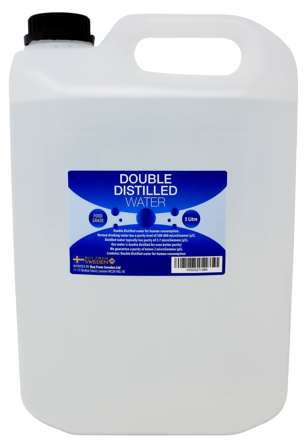 Double Distilled Water - 5 Litres