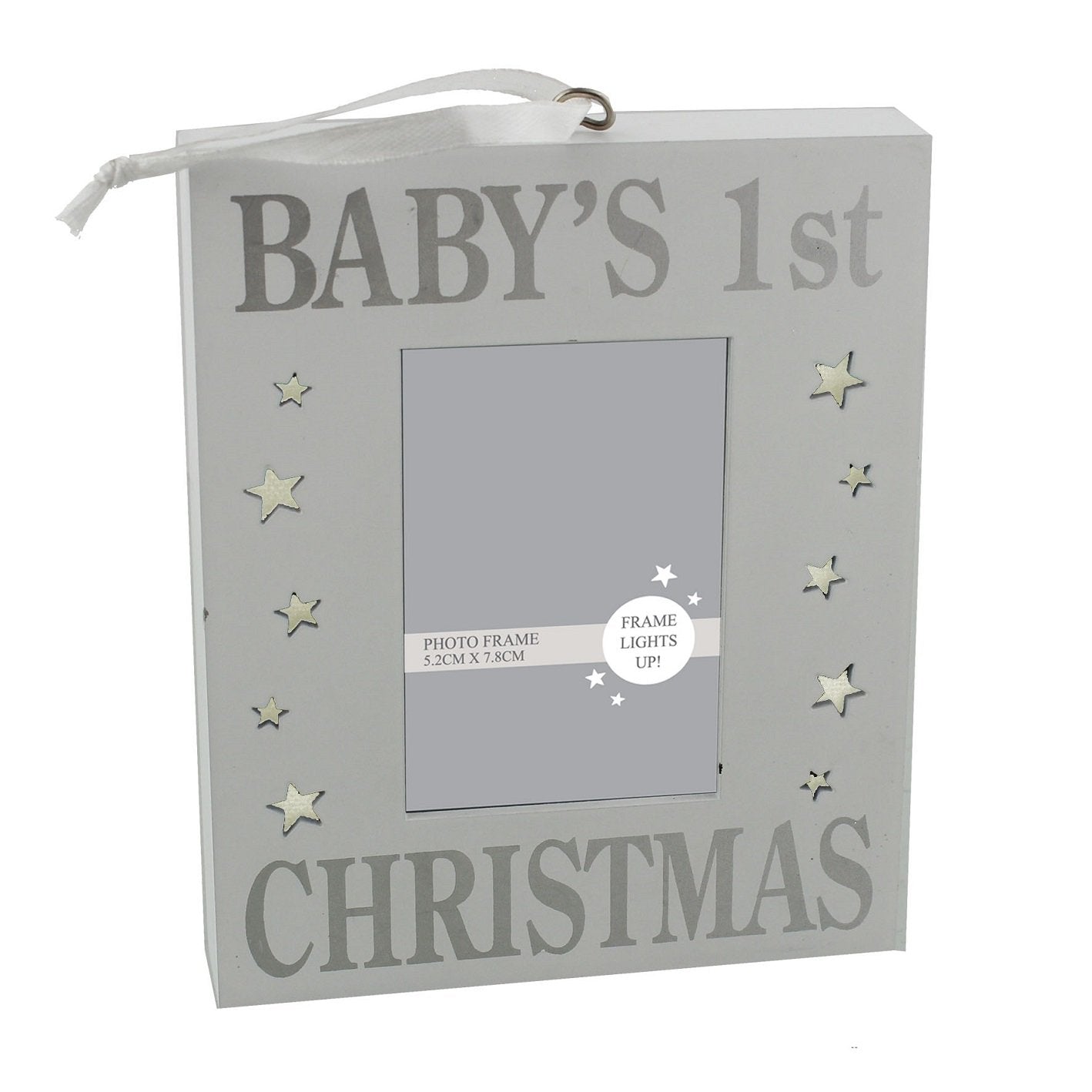 Silver Sparkle Light Up Baby's 1st Christmas Photo Frame