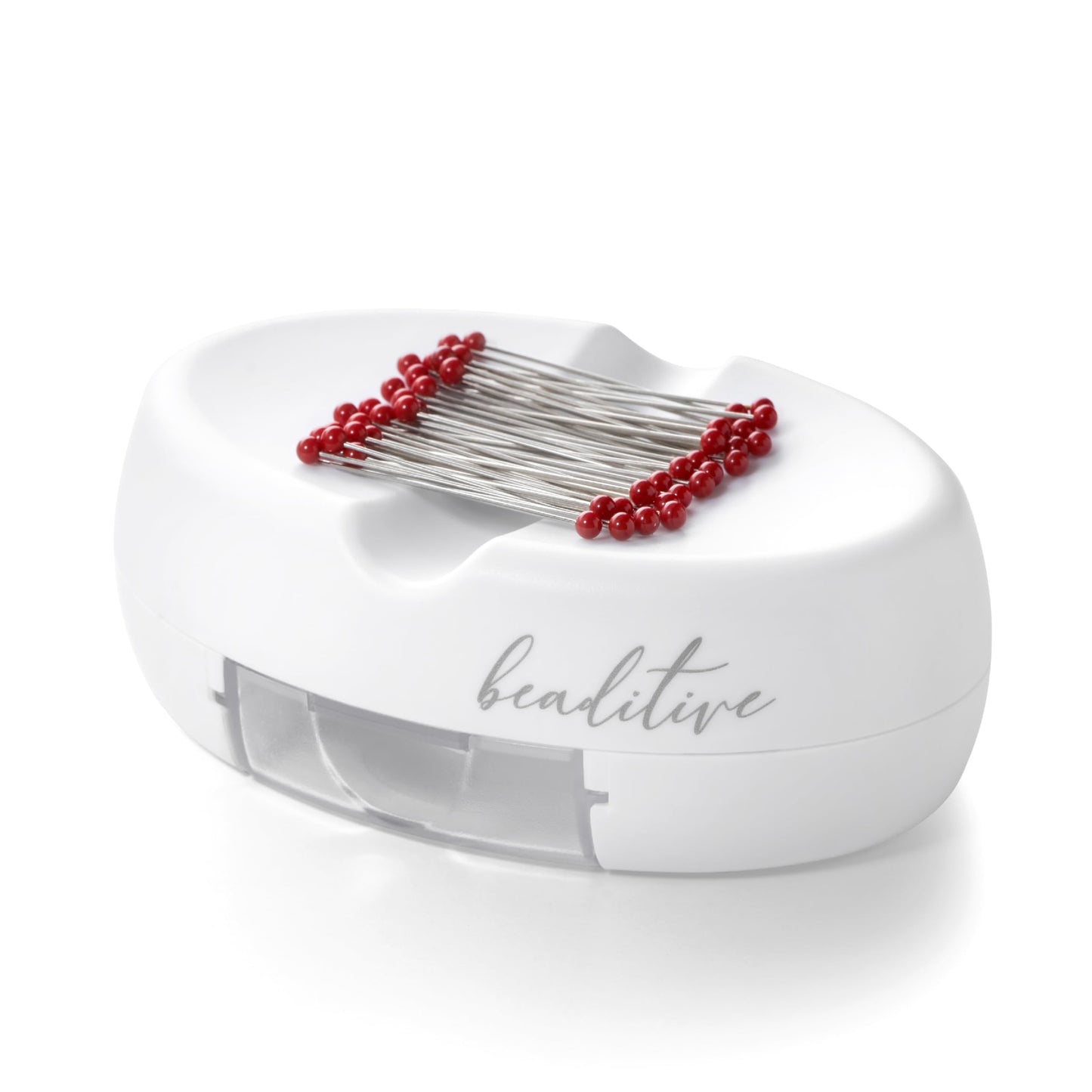 Beaditive Magnetic Pin Cushion with Drawer - Strong Magnet Pin Holder Cushions for Sewing - 50 Glass Head Quilting Pins Included - Chic Pincushion