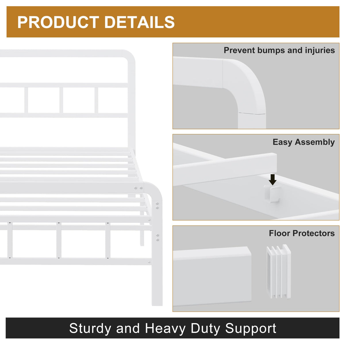 Yicensen King Size Bed Frame with Headboard and Footboard
