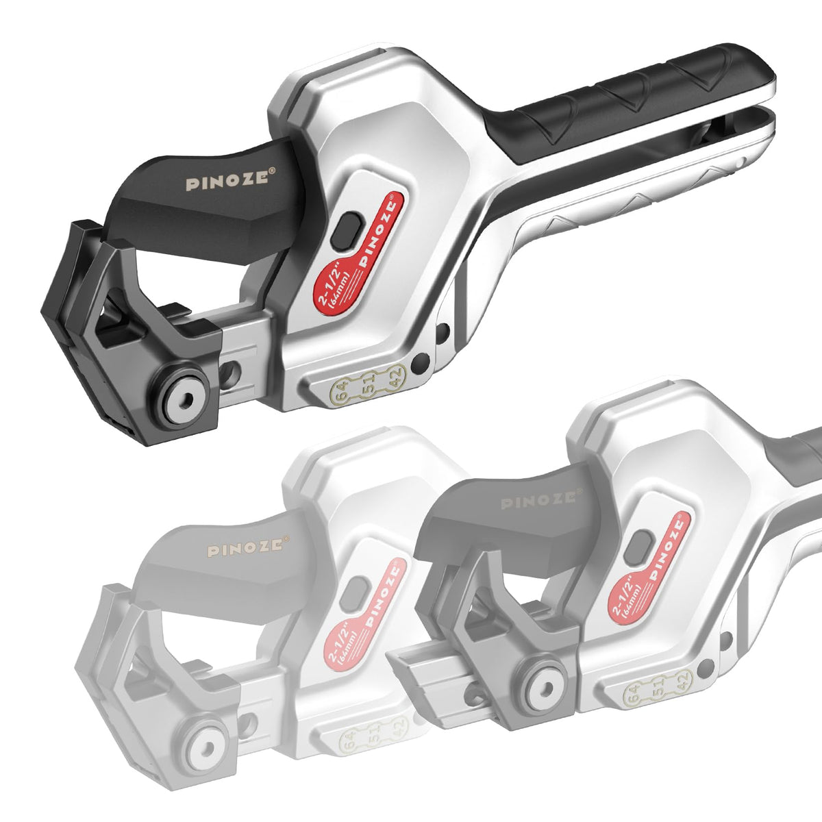 PINOZE PVC Pipe Cutter, 3-Gear Adjustable Cut up to 63mm, Ratchet Pipe Cutter Tool Heavy-Duty for PVC, PPR, PE, PEX, Plastic Hoses & Plumbing Pipes