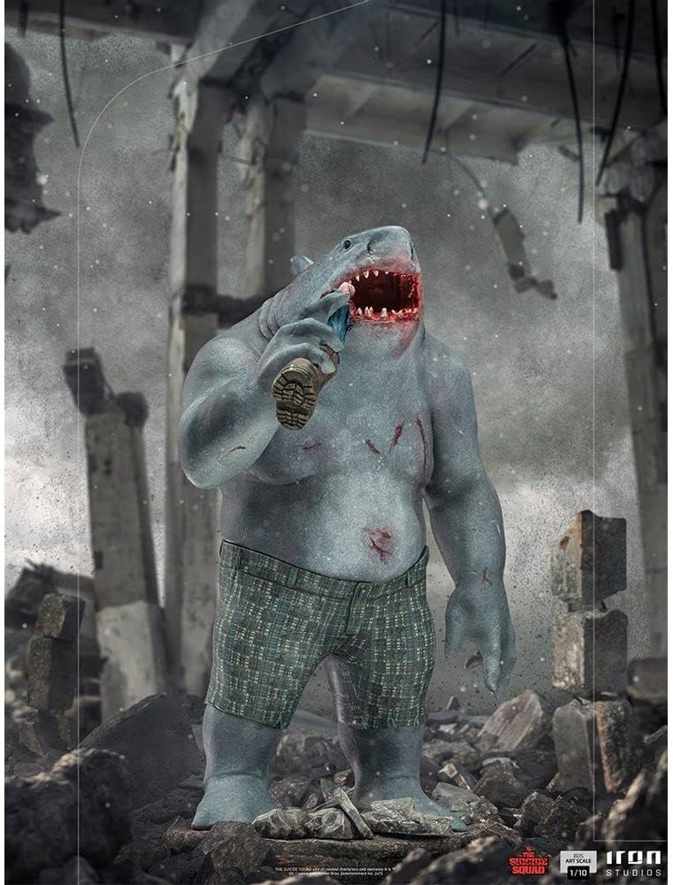 Iron Studios 1:10 King Shark BDS Art - The Suicide Squad. Used very good but small part of base is broken. Open scruffy box.