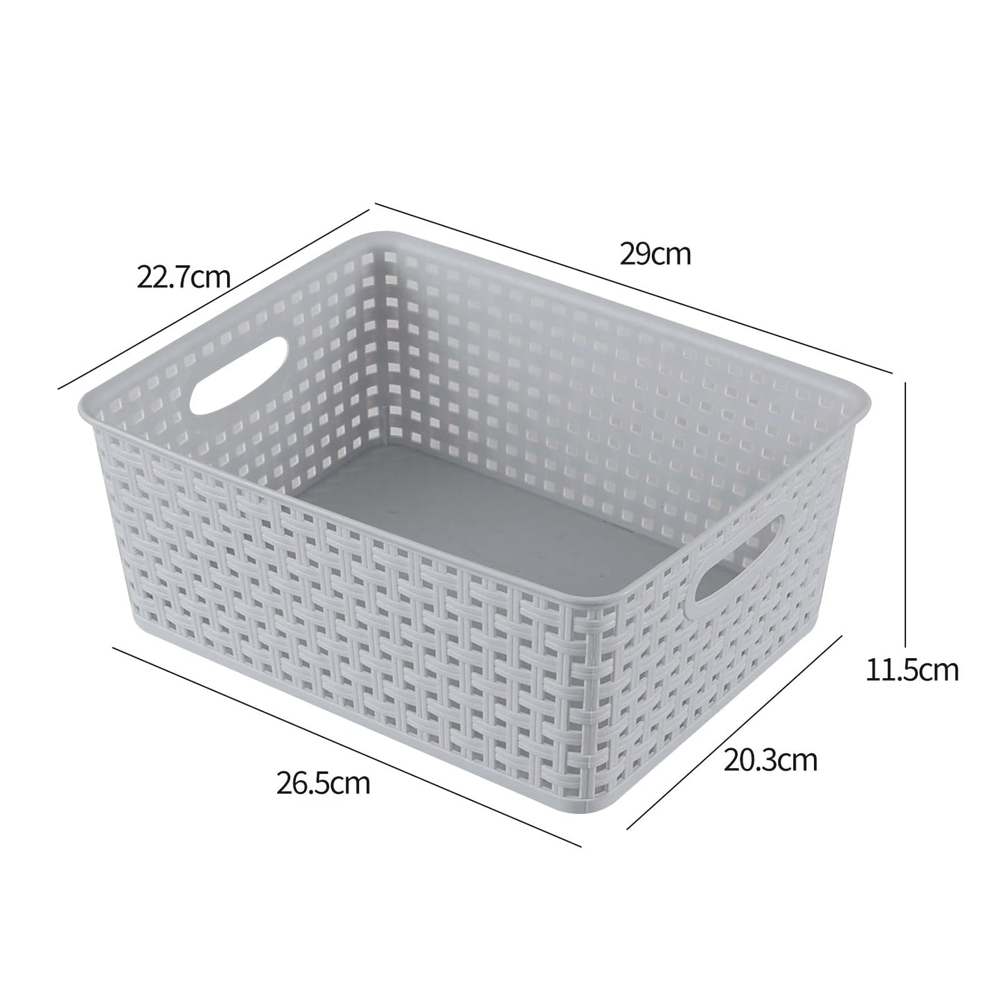 Farmoon 6 Pack Plastic Woven Storage Baskets, Cupboard Storage Basket, Grey