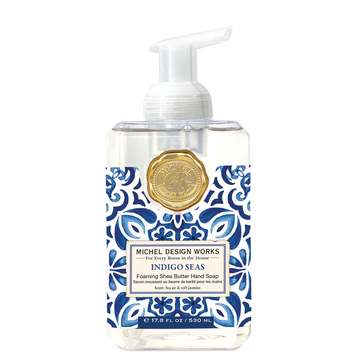 Michel Design Works Foaming Hand Soap, Indigo Seas, Beautiful Square Container with Pump 530ml