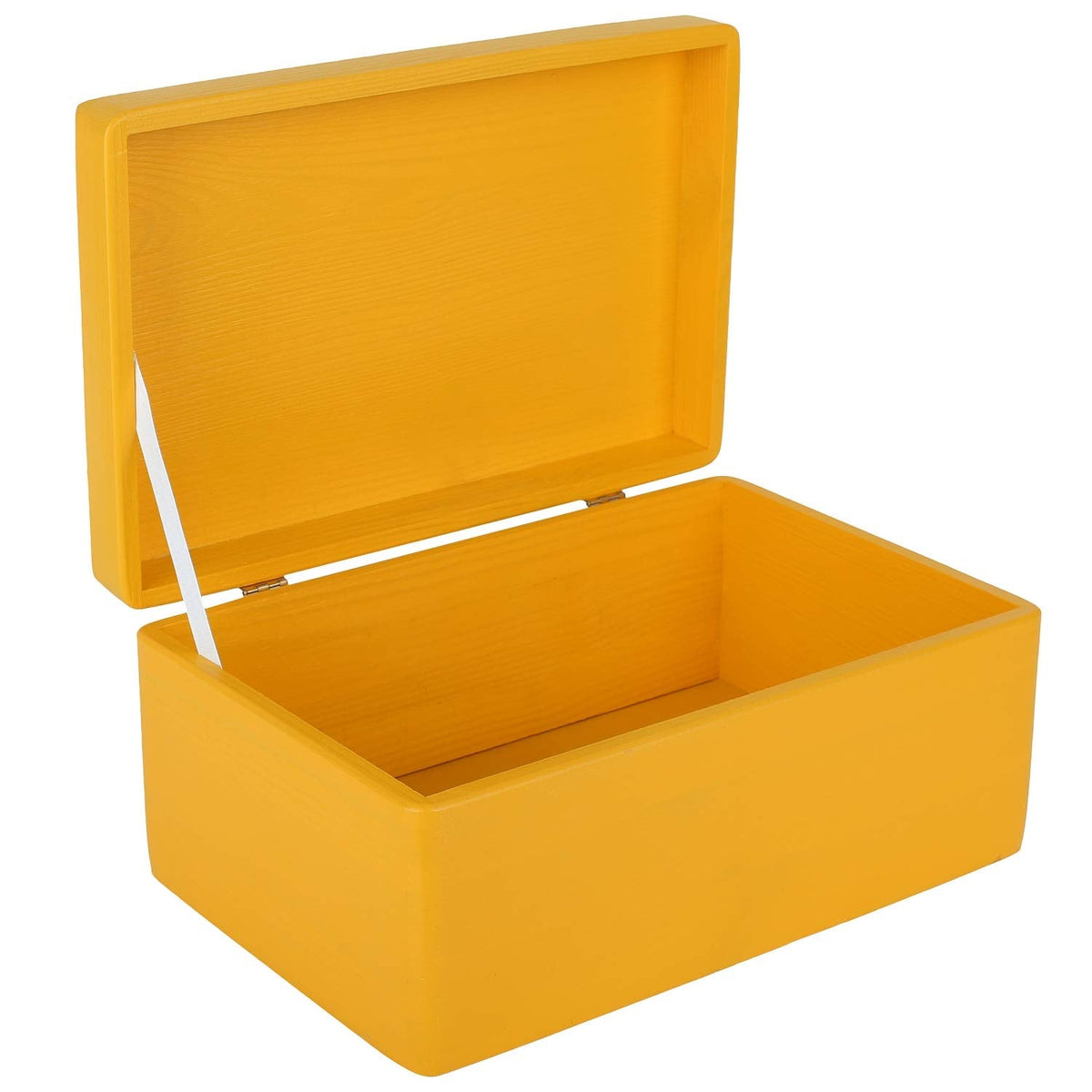 Creative Deco Large Yellow Plain Wooden Storage Box with Lid | 30x20x14cm (+/-1 cm) | Hinged Lid | Gift Christmas Xmas Box Kitchen Storage | ROUGH &