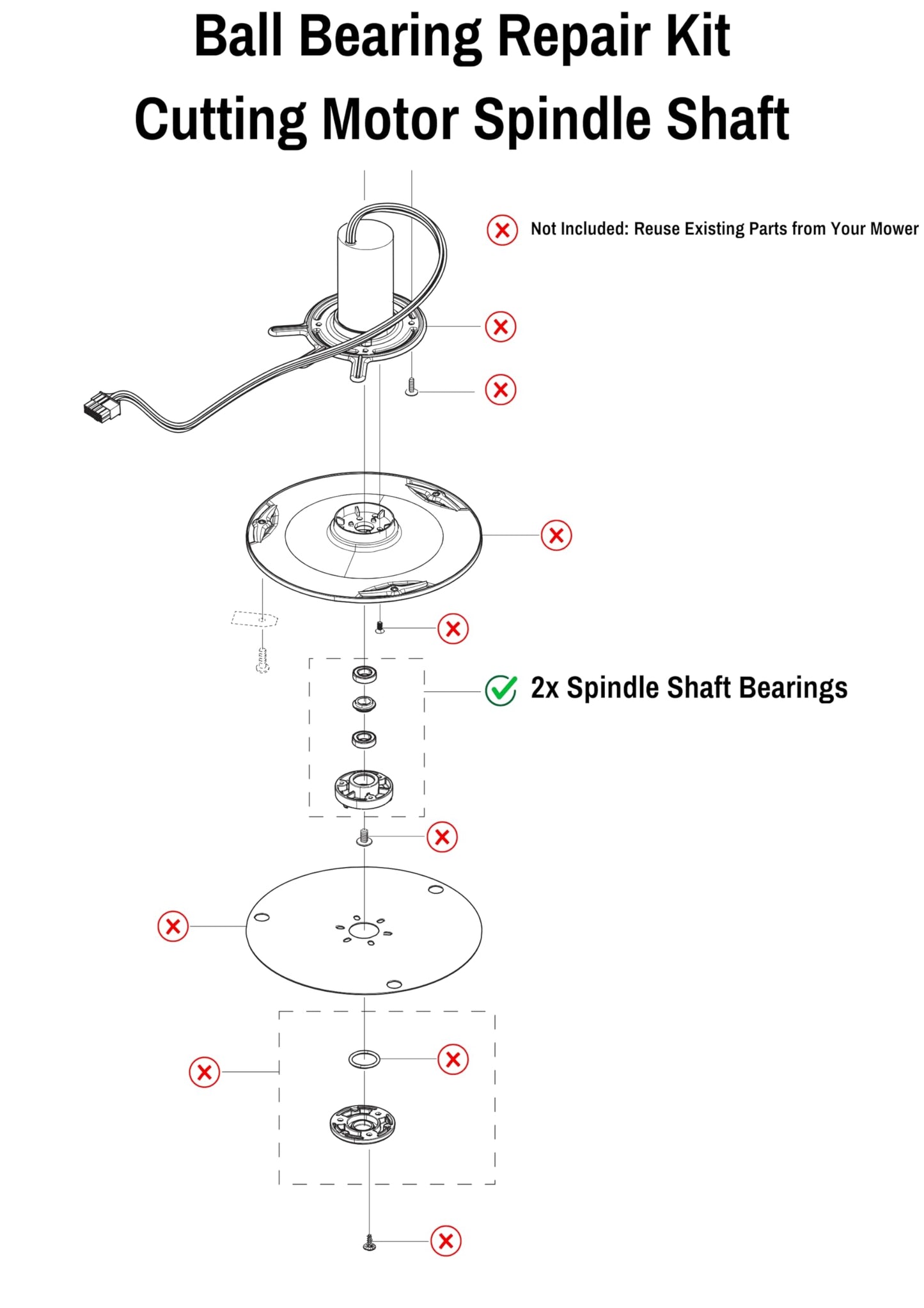 TIMBERA Ball Bearing Repair Kit (14-Pack) ? Fits Husqvarna Automower Front Wheels, Axles, Cutting Motor Spindle Shaft ? Models 320, 330X, 420, 430X,