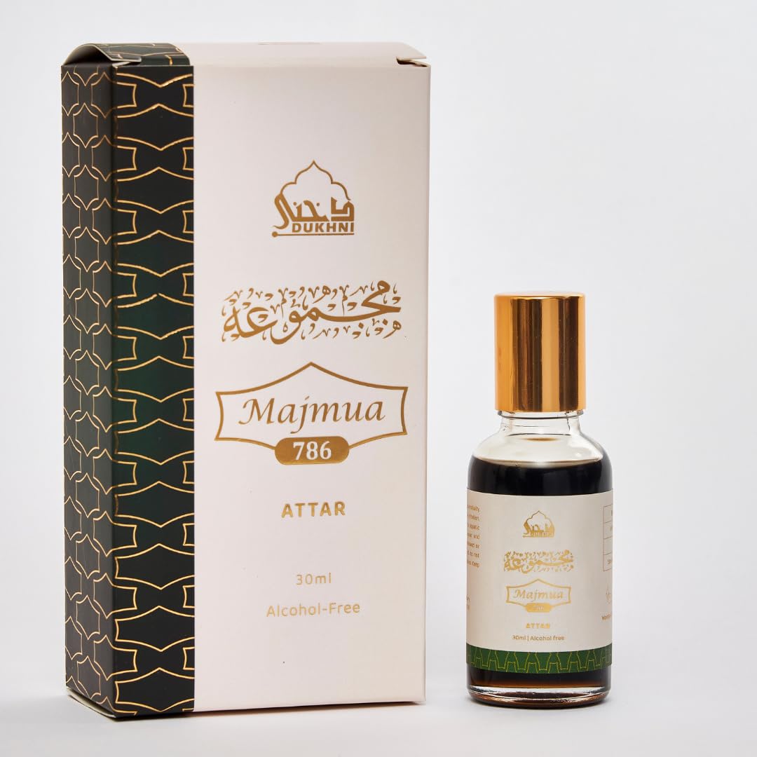 Majmua 786 Attar Oil by Dukhni | Arabic perfume oils for men and women | 30ml Pure roll on perfume, vetiver scented perfume blend | Eid, Ramadan,