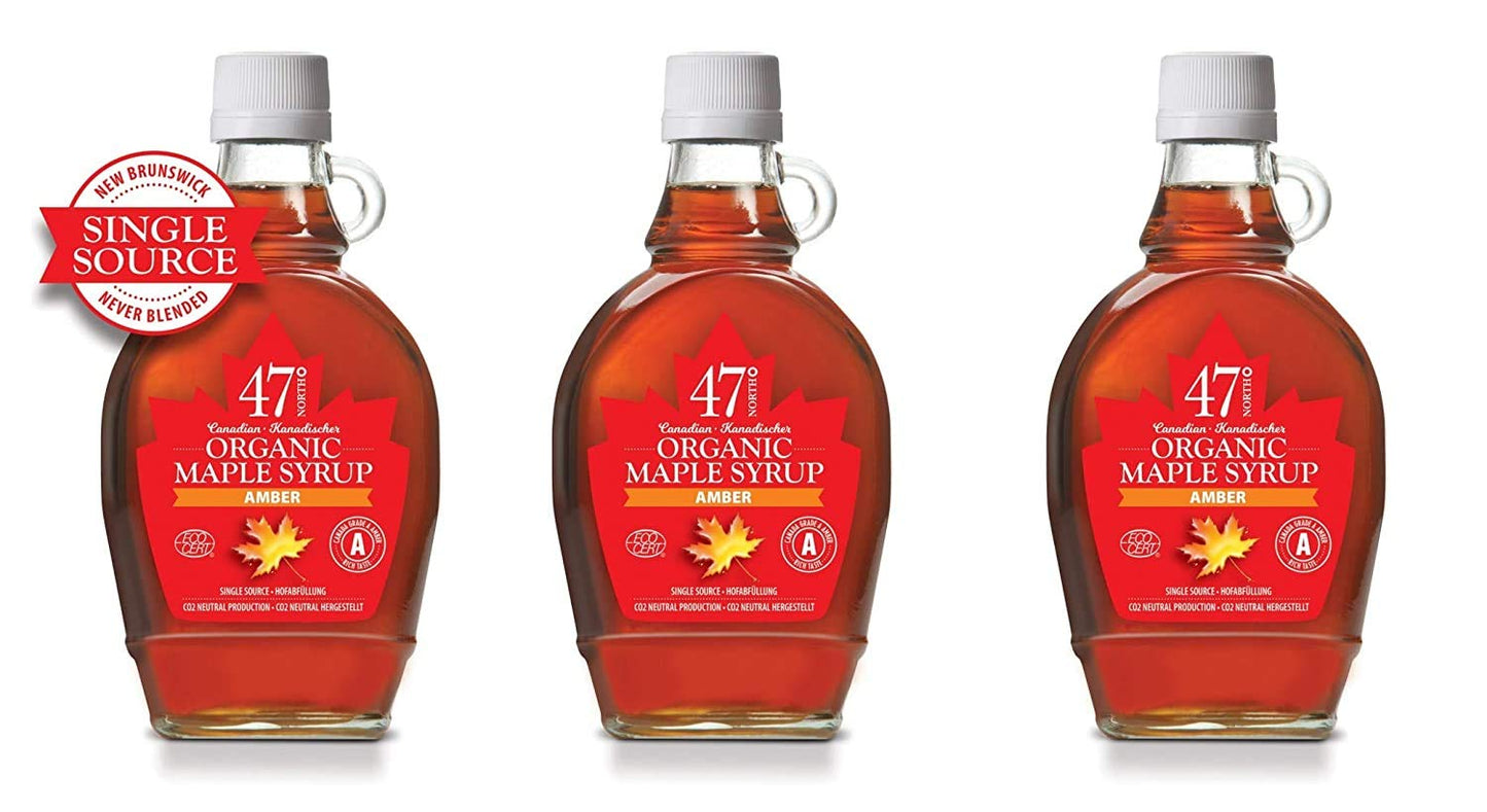 47? North Single Source Canadian Organic Maple Syrup, Grade A 250g (3x 250g, Amber)