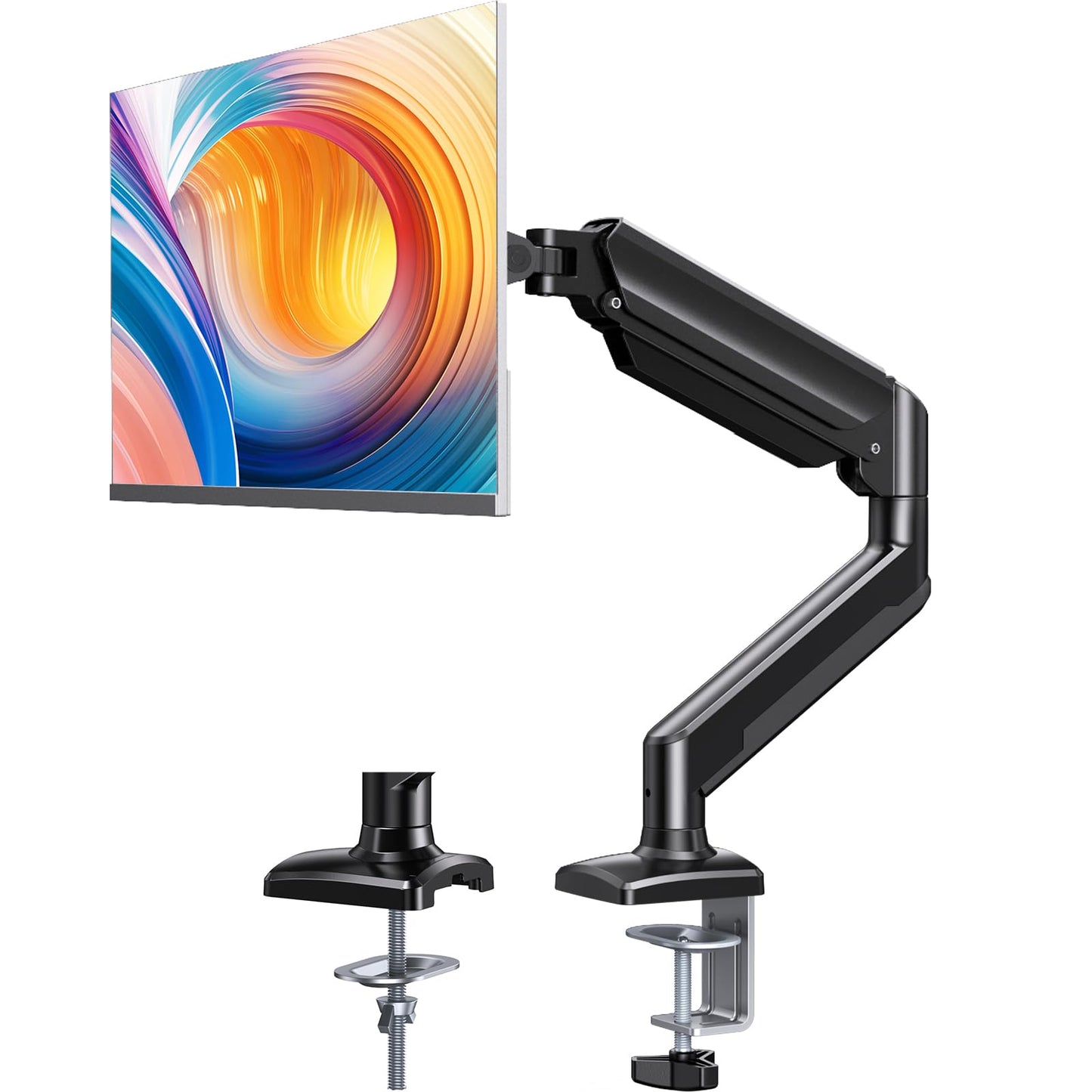 ErGear Single Monitor Arm Desk Mount for 13~34 Inches Screens, Height Adjustable Monitor Stand with Tilt, Swivel, Rotation, C-Clamp & Grommet Base,