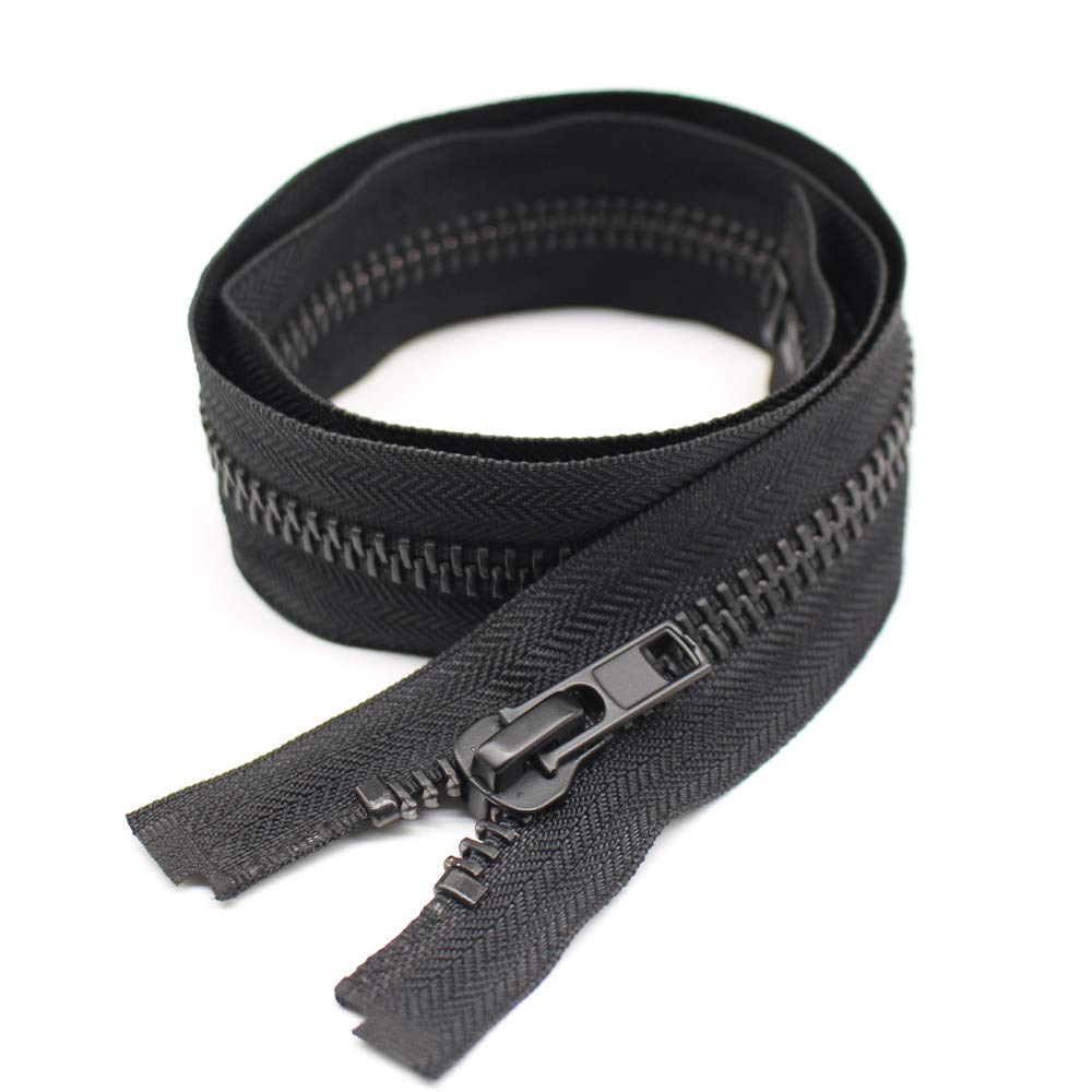 YaHoGa 33 cm #10 Large Metal Zip Separable Zip for Coat, Jacket (Black)