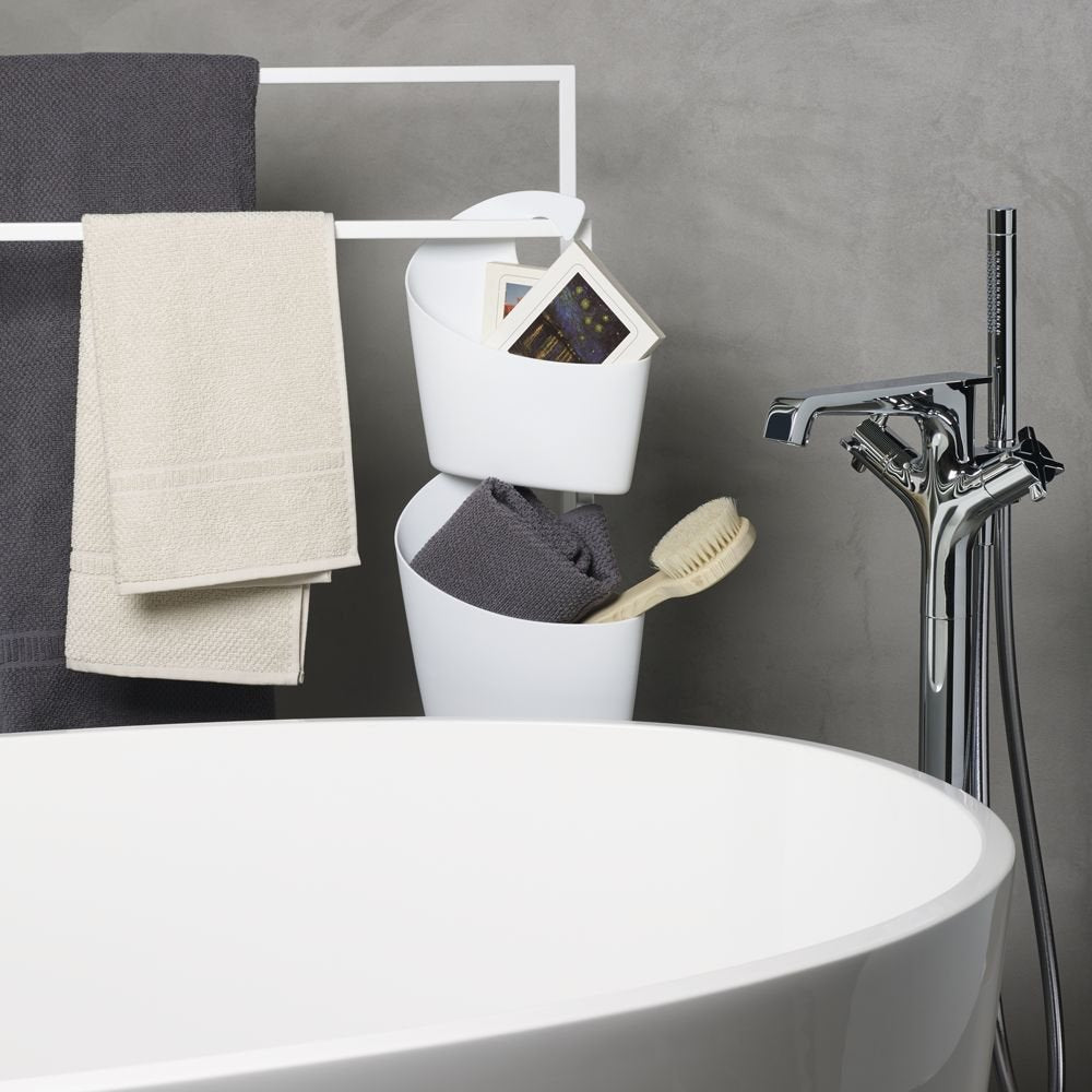 SPIRELLA Sydney polypropylene basket, bathroom accessories, Polypropylene, White, 30.5 x 27.5 x 10 cm