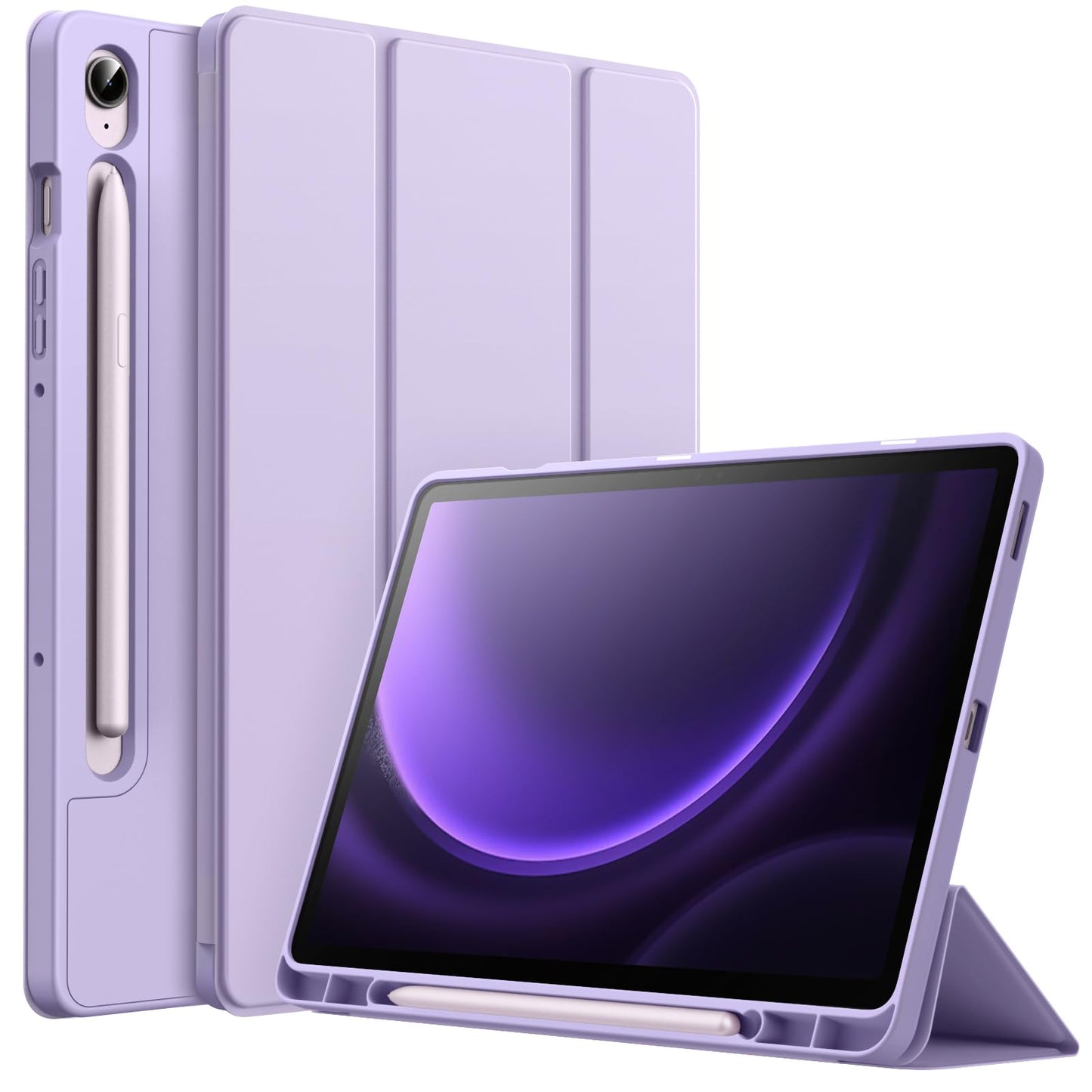JETech Case for Samsung Galaxy Tab S10 Lite / S10 FE / S9 FE 10.9-Inch with S Pen Holder, Soft TPU Tri-Fold Stand Protective Tablet Cover, Support S