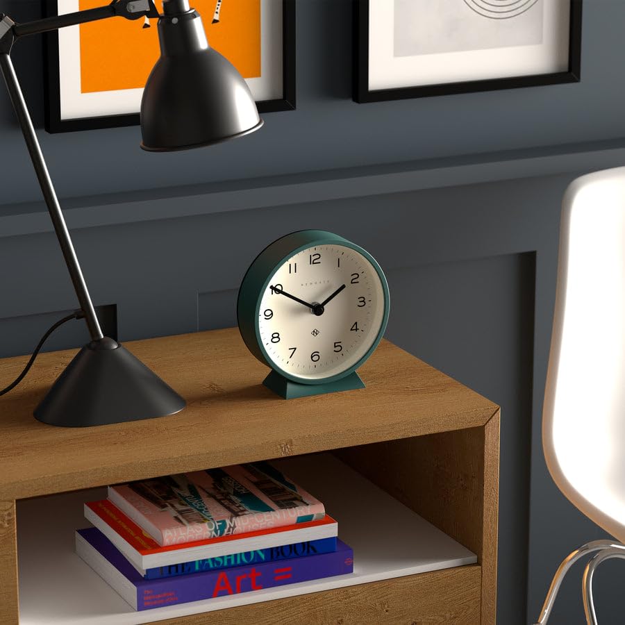 NEWGATE M Mantel Silent Sweep Mantel Clock - 'No Tick' - A Modern Mantelpiece Clock - Small Mantle Clock - Minimalist Dial - (Eden Green)