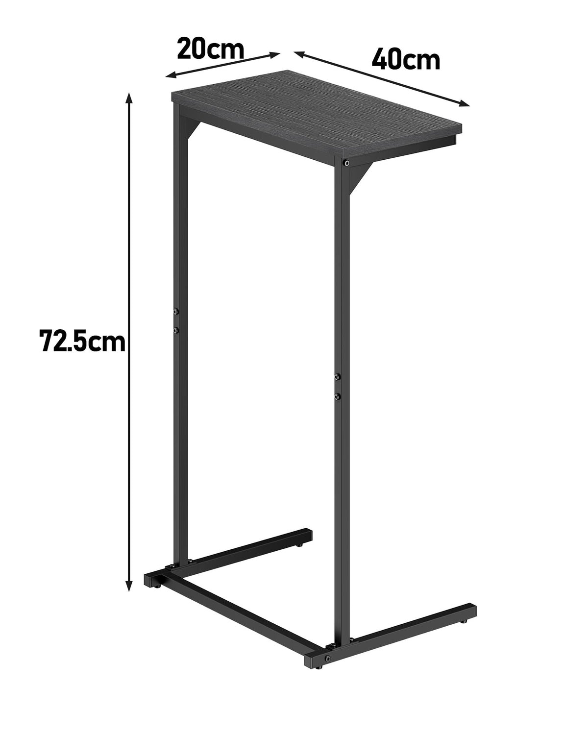 TUTOTAK C Shaped Side Table, Small End Table, 28.7 inch Tall Couch Table, Sofa Table, Living Room, Bed Room, Black TB01BK071EU