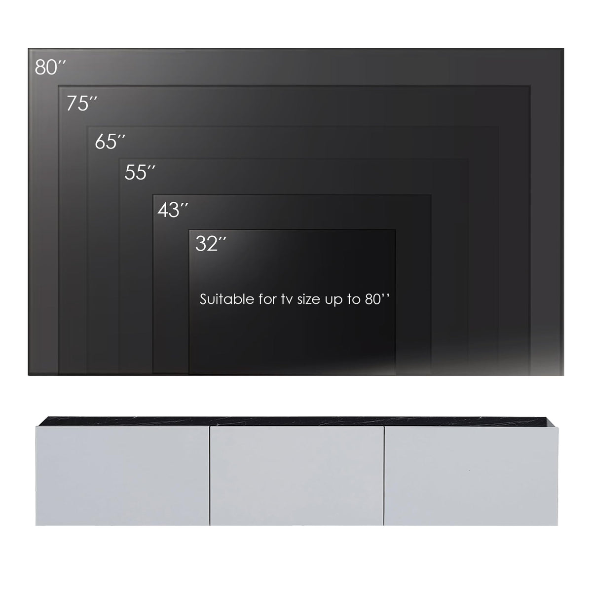 Atelier Mobili Floating TV Stand for 75/65 Inch TV, Wall Mounted Entertainment Center, TV Console