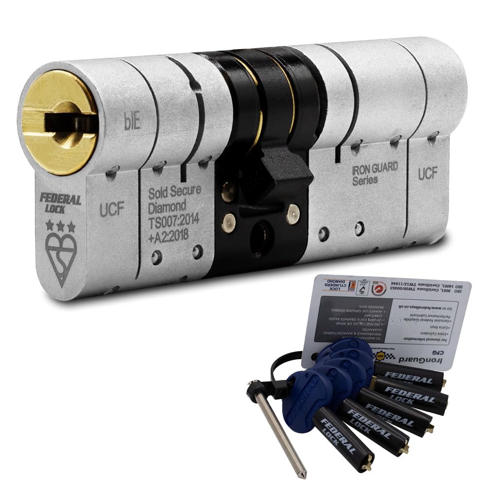 Federal 3 Star Euro Cylinder Door Lock TS007 Diamond Secure Anti-Snap Dual Finish 5 Keys - 10 Year Guarantee 40/50