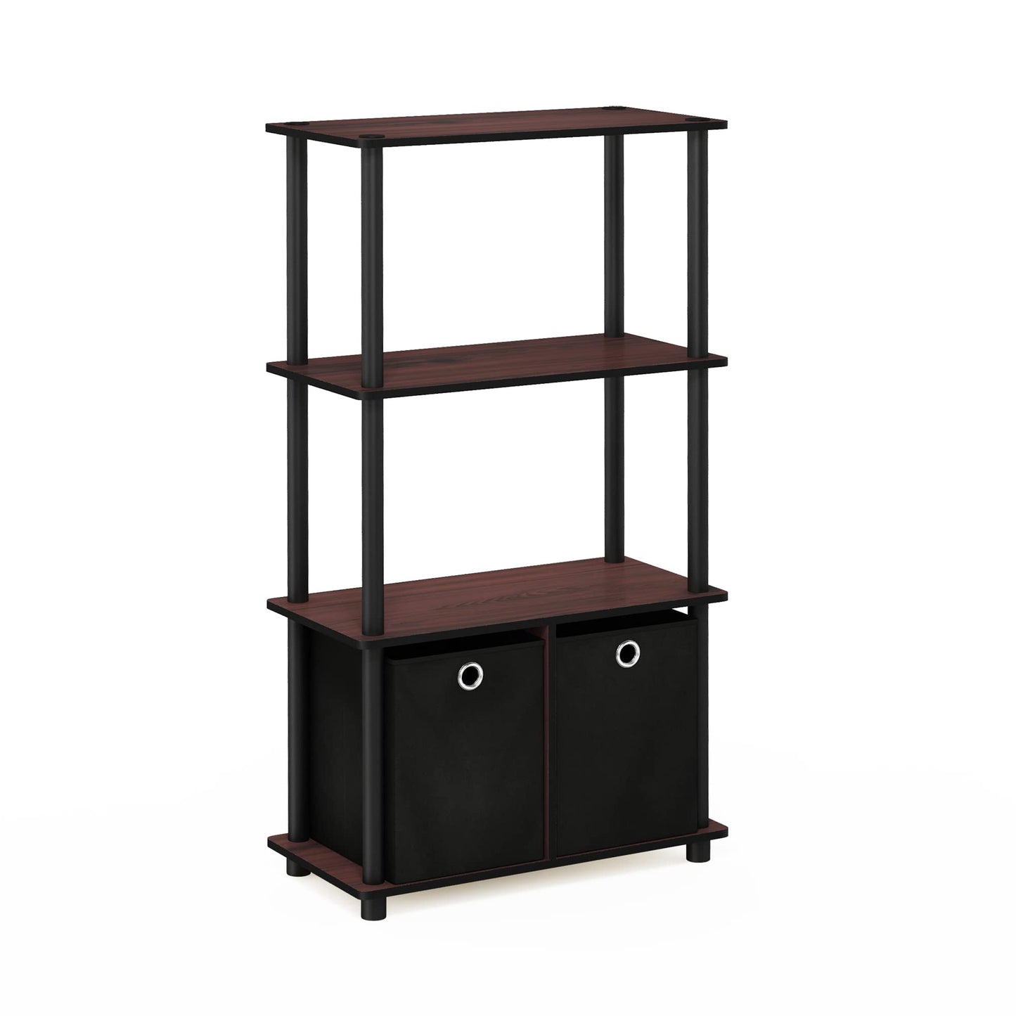 Furinno GO GREEN Storage Shelf, 4-Tier Storage Rack with Bins, Book Shelf, Display Rack, with Storage Bins, for Organization and Storage, Living Room