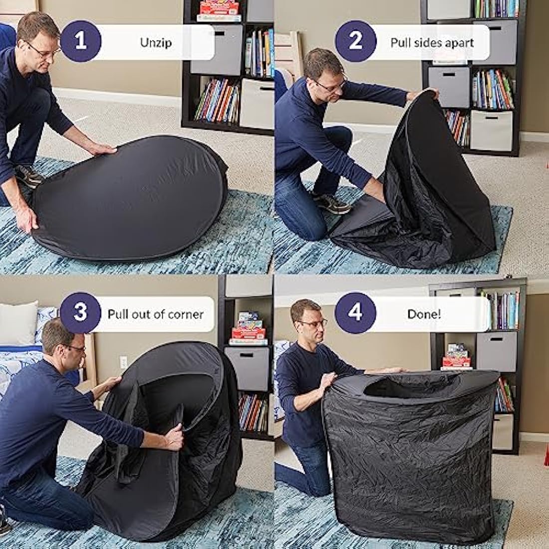 Sensory Tent | Calm Down Tent For Children To Play And Relax | Sensory Corner | Helps With Autism, SPD, Anxiety & Improve Focus | Black Out Sensory Tents For Autistic Children (90 Cm)