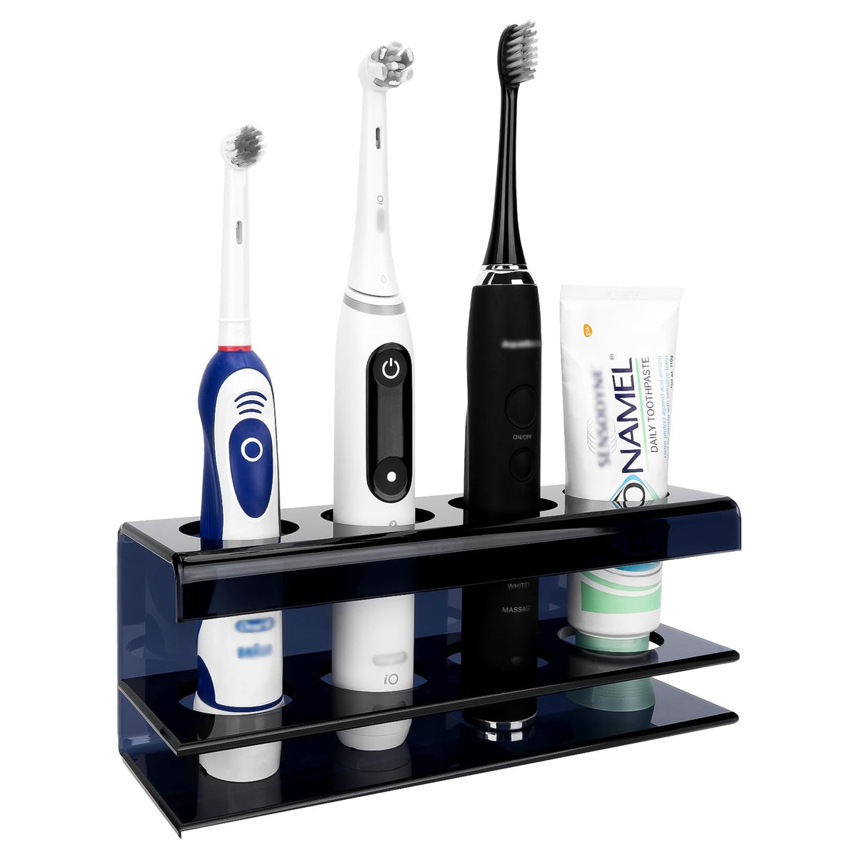 Linkidea Electric Tooth Brush Holder for Shower, Acrylic 4 Slots Countertop Organizer for Powered Toothbrush, Toothpaste, Compatible with Oral-B iO