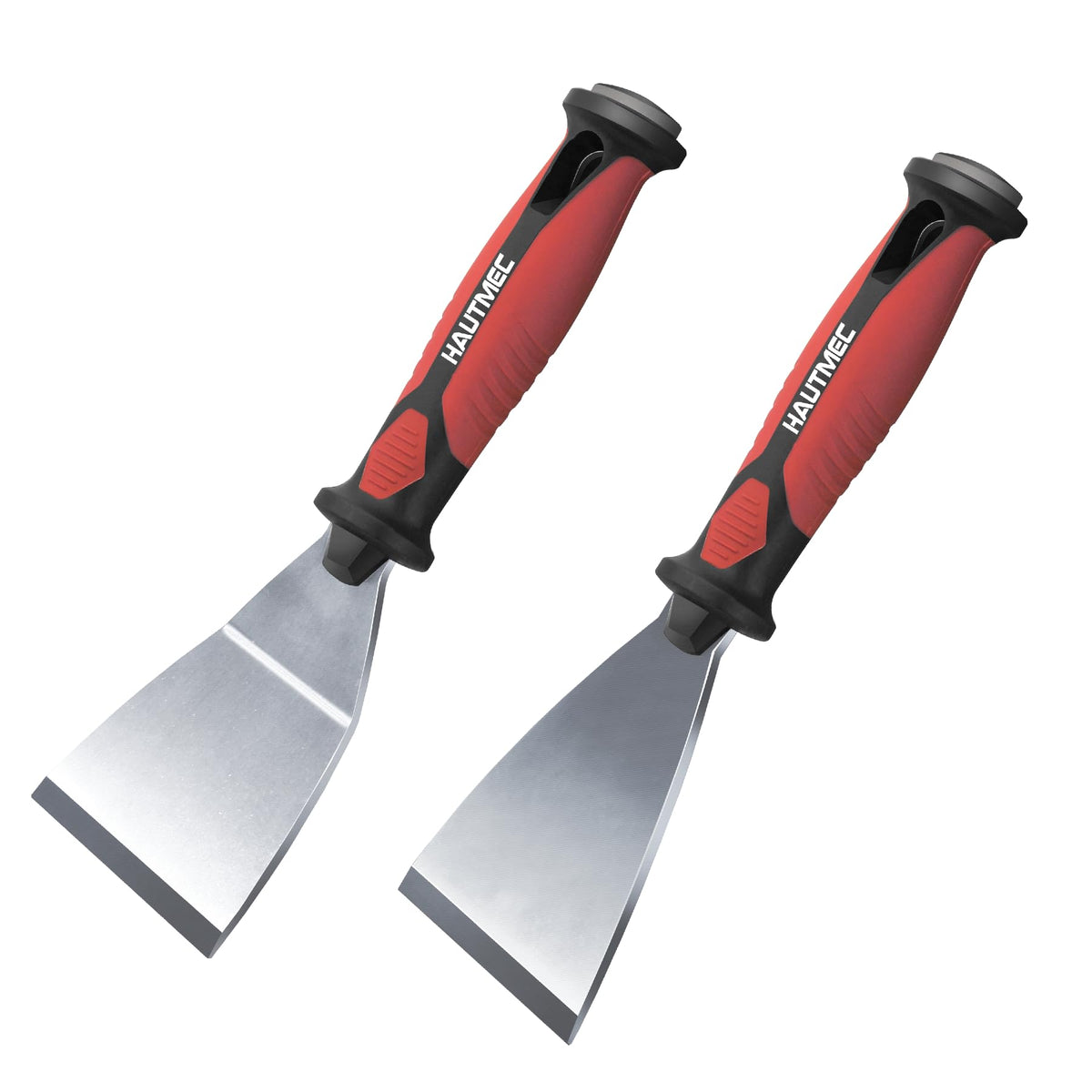 HAUTMEC 2pc Paint Scraper, 2.5 in Staight and 3 in Offset Scrapers, Heavy Duty Stainless Steel Blade and Hammer End, for Removing Wallpaper, Applying