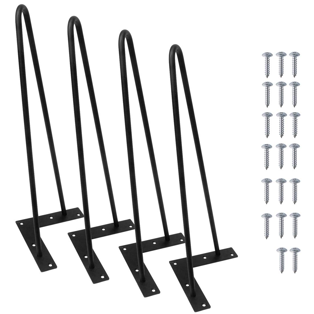 Signstek 16" ?40cm Black Hairpin Legs, 3/8" Diameter, Set for 4 Heavy Duty 2 Rods Table Legs, for DIY Desk, Stand, Bench