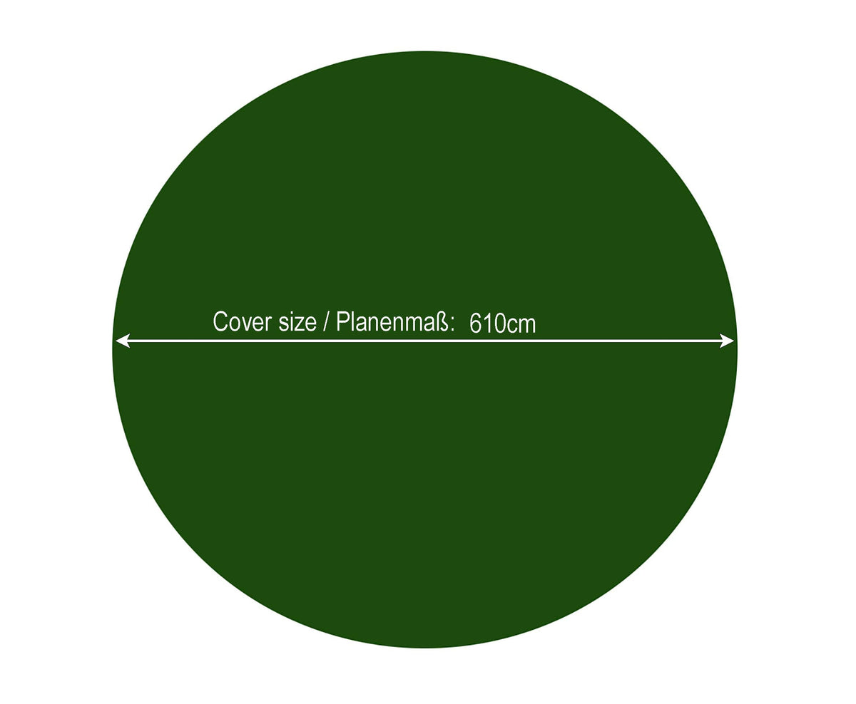 QUICK STAR Winter Swimming Pool Cover Round 180g/m? for Poolsize 500-550cm (18ft) Tarpaulin dimension ? 610cm Green