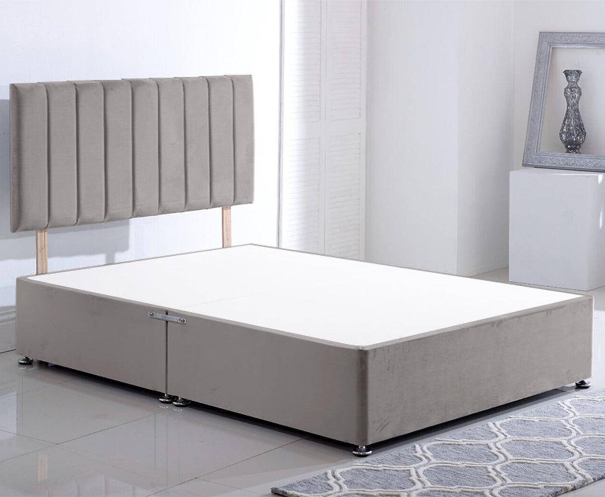 ComfoRest - Elegant 5FT King Size Divan Bed, NO DRAWER | Minimalist Frame for Modern Bedrooms | Durable Design for Versatile Interiors (Silver Plush)