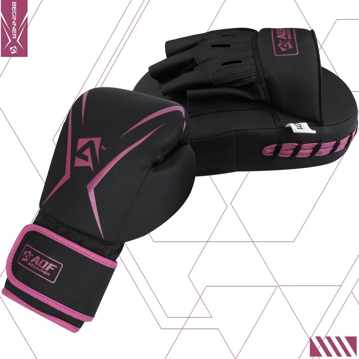 AQF Kids Boxing Gloves and Pads Set - Junior Boxing Set For Kickboxing & MMA Muay Thai Punching Gloves With Curved Pads For Martial Arts Training