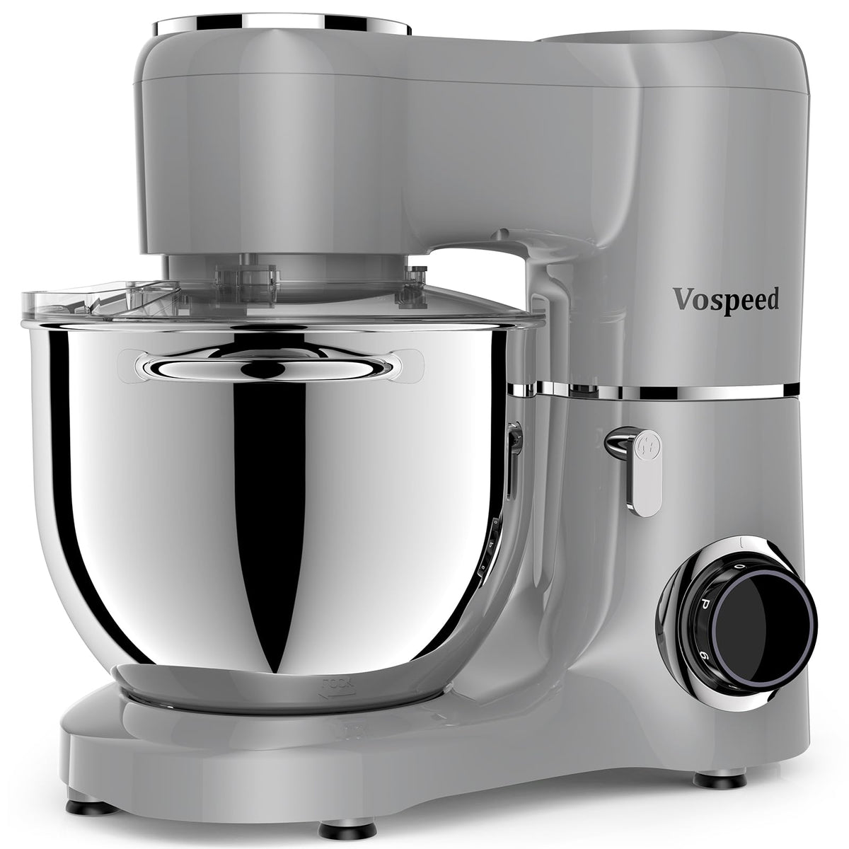 Vospeed Stand Mixer 8L Cake Mixer Electric Kitchen Food Mixer with Stainless Steel Bowl, Beater, Dough Hook, Whisk for Baking, Dishwasher Safe (Grey)