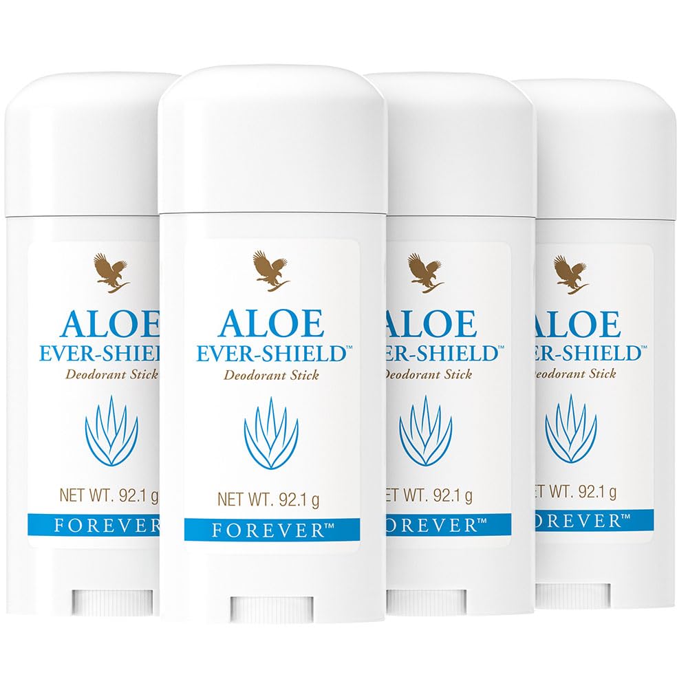 Forever Living Products Forever Aloe Ever Shield Deodorant stick, 92.1g, All day protection, Stain free, Vegetarian & Vegan friendly (bundle of 4)