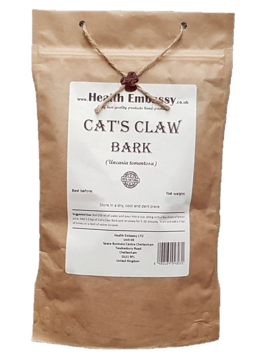 Health Embassy Cat's Claw Bark Tea | Uncaria tomentosa | 100g