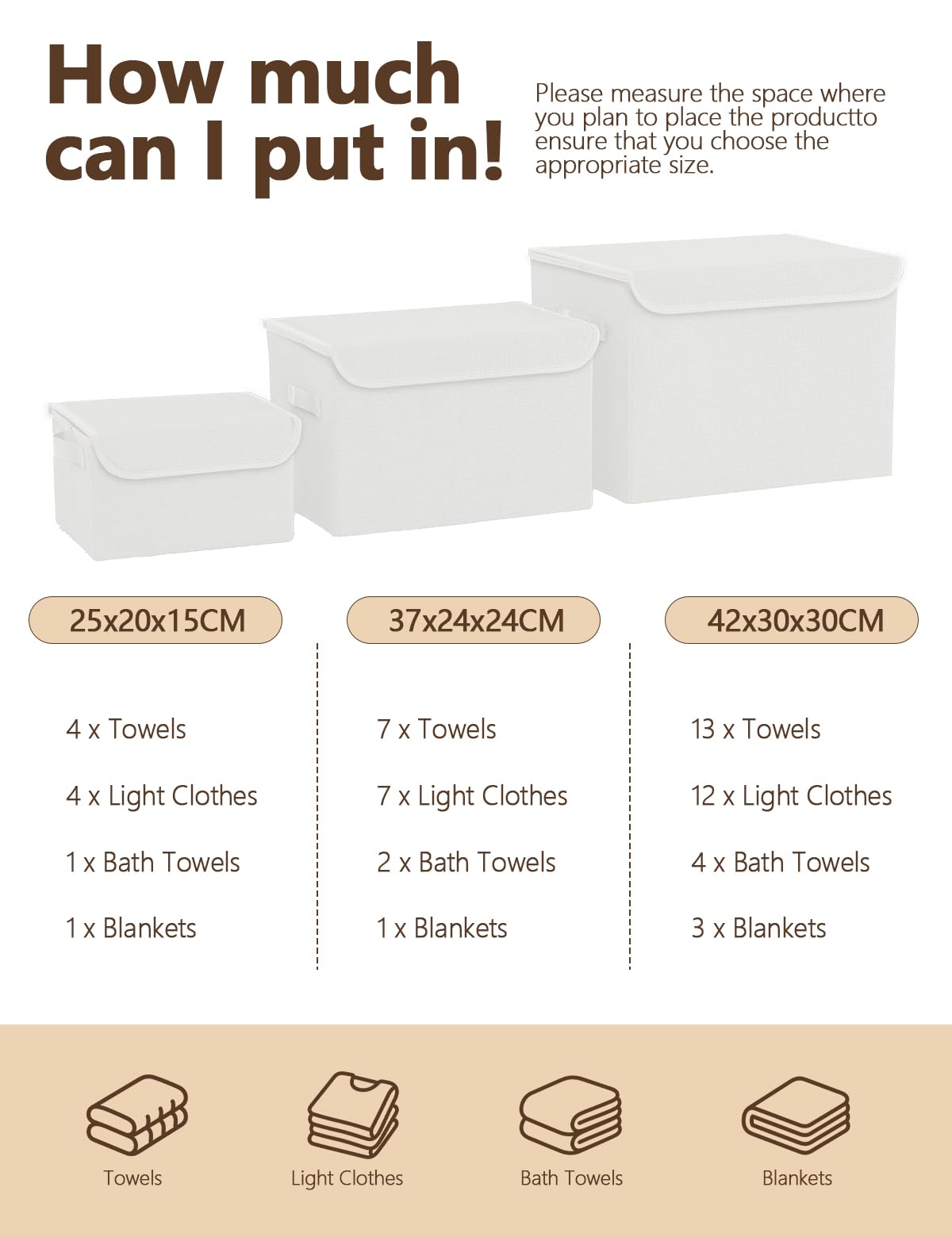 Bagnizer Small Collapsible Storage Boxes with Lids & Handles 3PCS