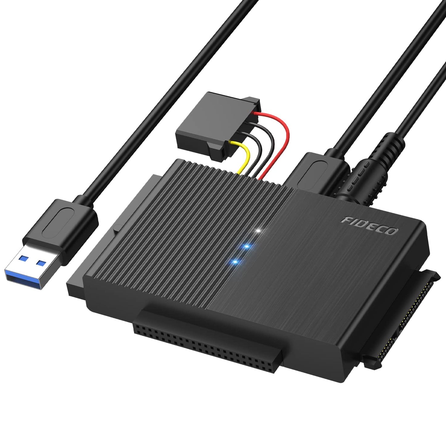 FIDECO IDE and SATA Adapter, USB 3.0 Hard Drive Adapter, External SATA and IDE Converter for 2.5 and 3.5 inches HDD or SSD, CD-ROM, CD-RW, DVD-RW